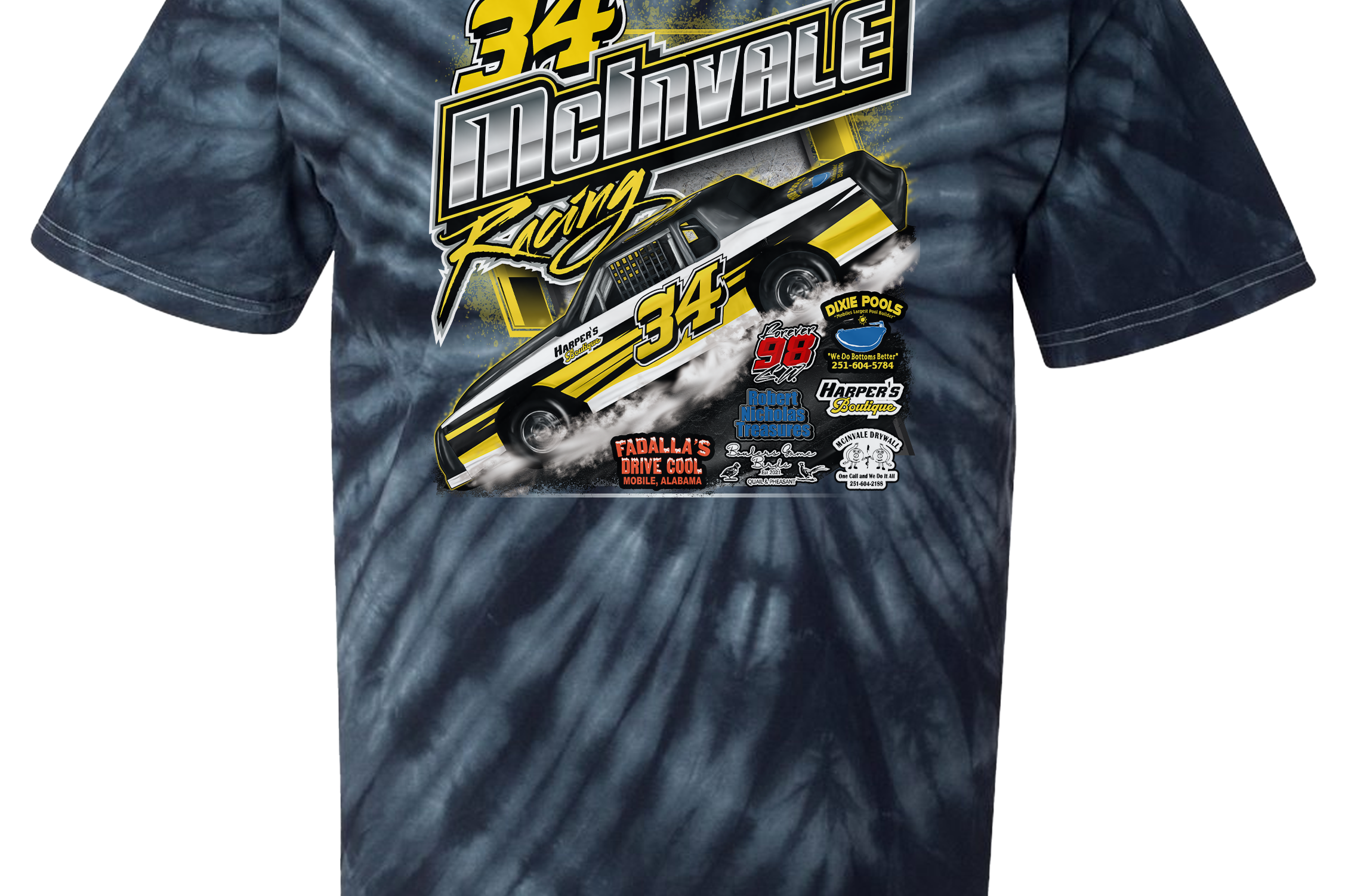 McInvale Racing Tie Dye T-Shirts Black Acid Apparel