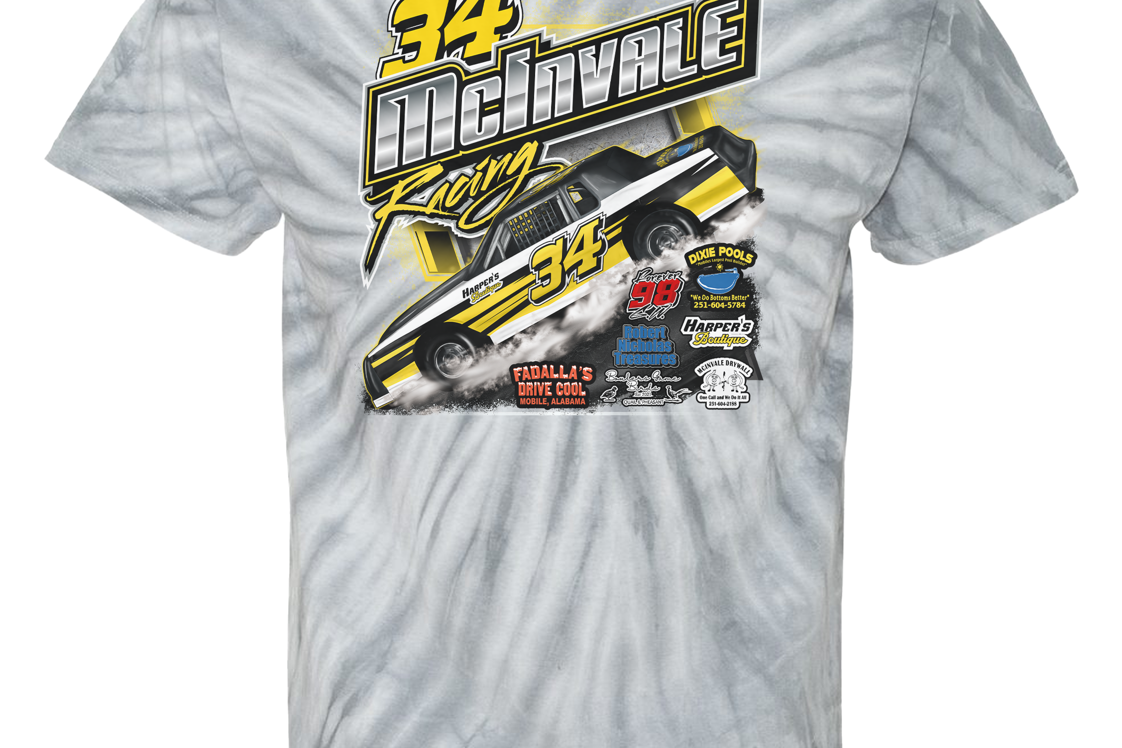 McInvale Racing Tie Dye T-Shirts Black Acid Apparel