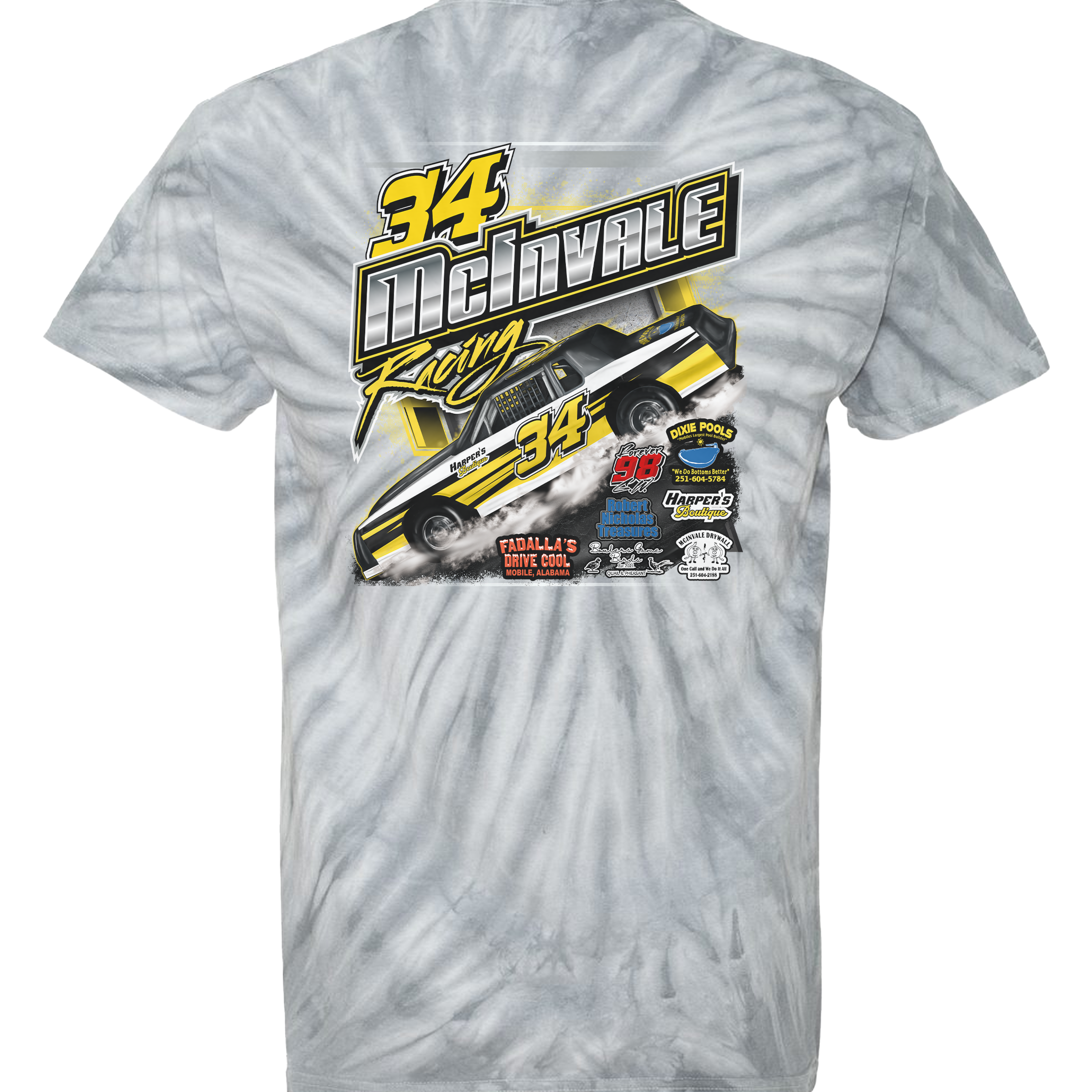 McInvale Racing Tie Dye T-Shirts Black Acid Apparel