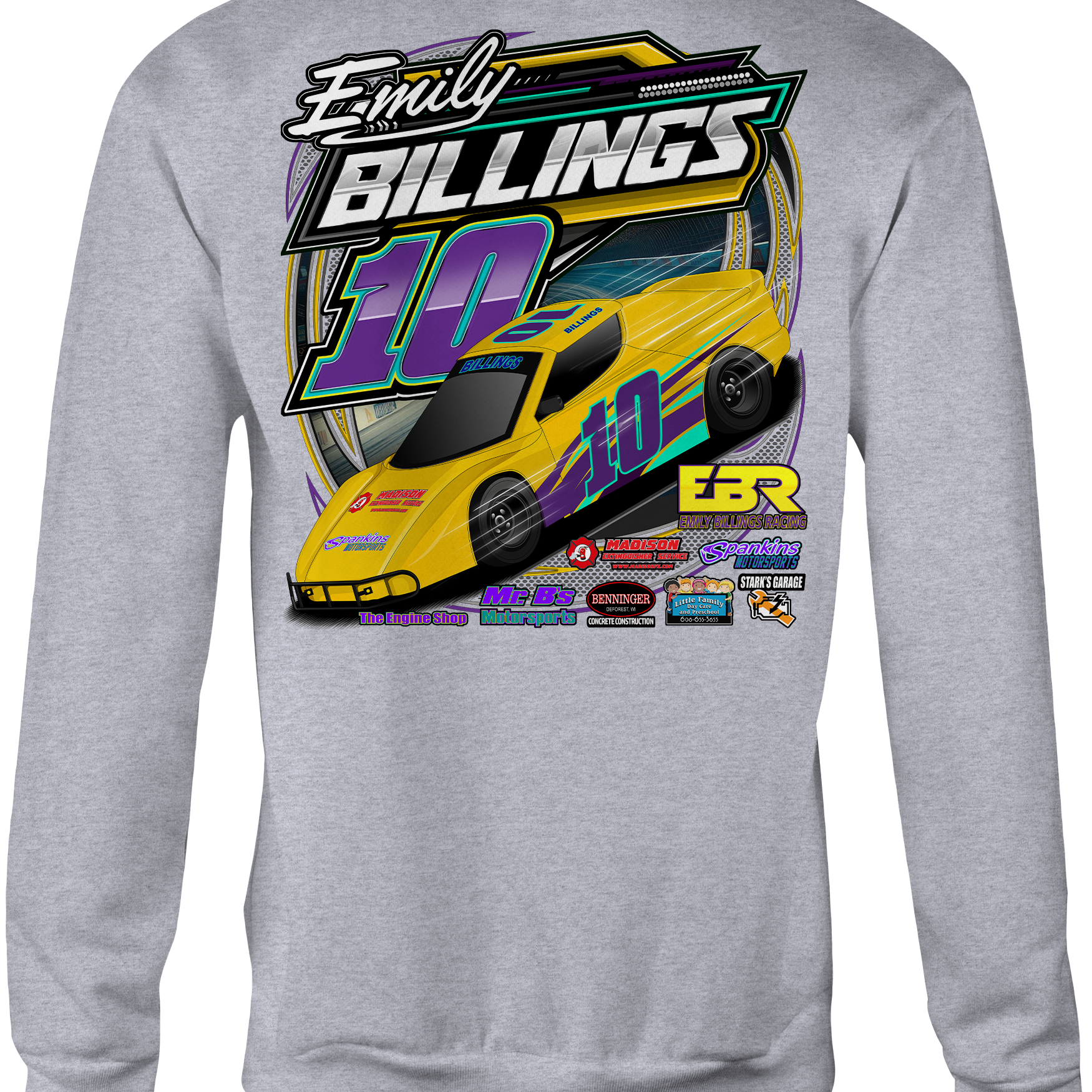 Emily Billings Racing Crewneck Sweatshirts