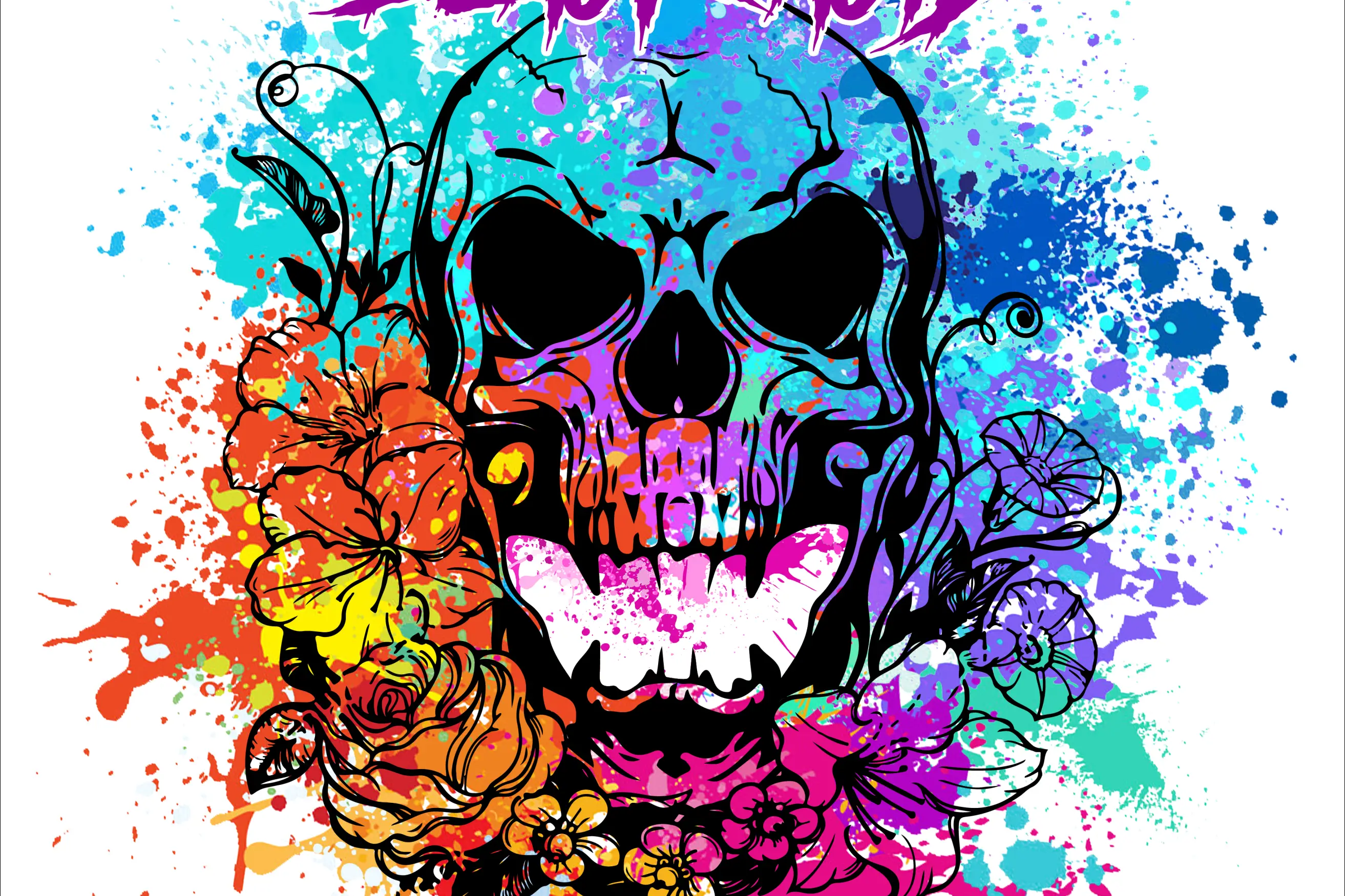 Black Acid Racing - Screamin' Skull Design - Black Acid Apparel
