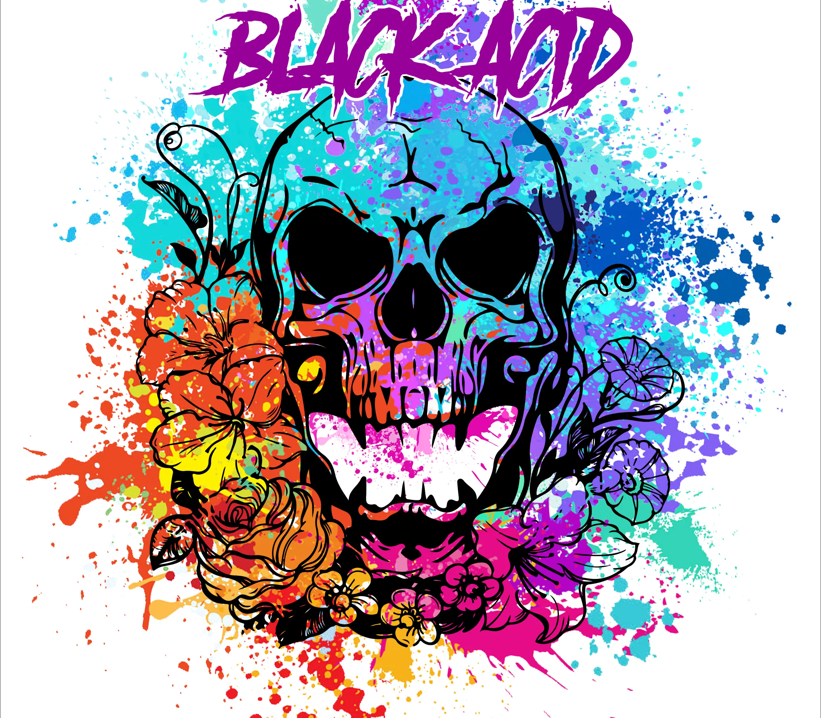 Black Acid Racing - Screamin' Skull Design - Black Acid Apparel