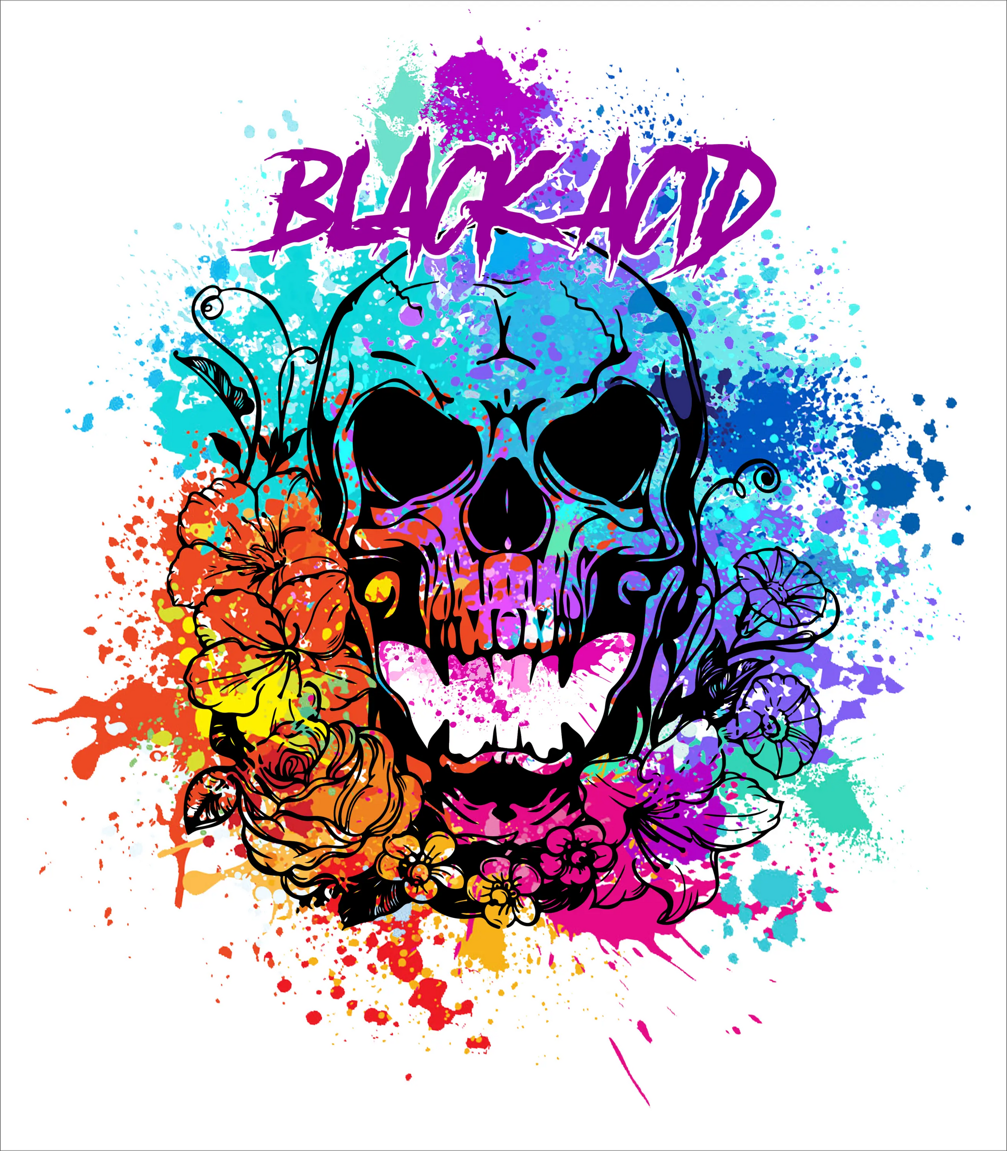 Black Acid Racing - Screamin' Skull Design - Black Acid Apparel