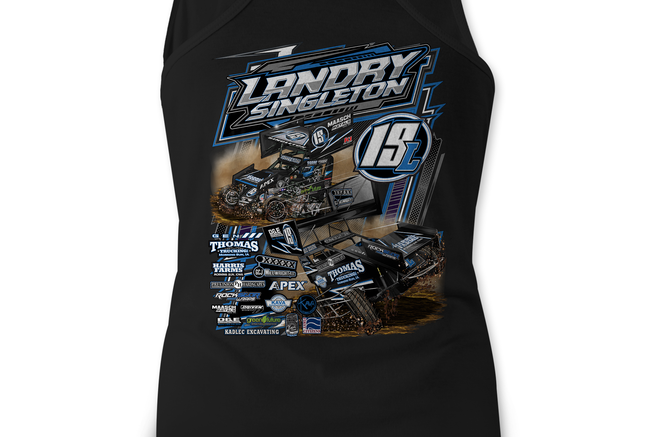 Landry Singleton Tank Tops Black Acid Apparel