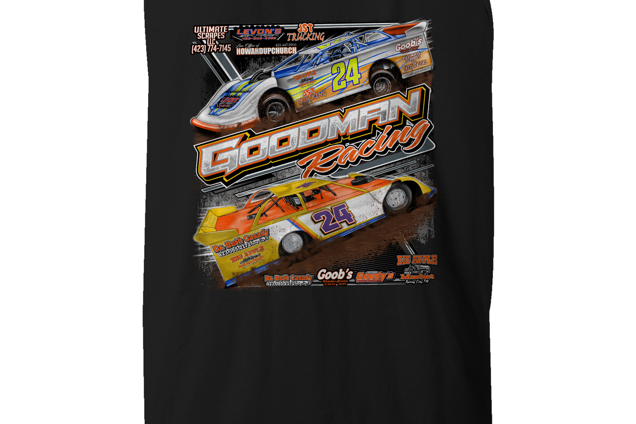 Goodman Racing Tank Tops Black Acid Apparel