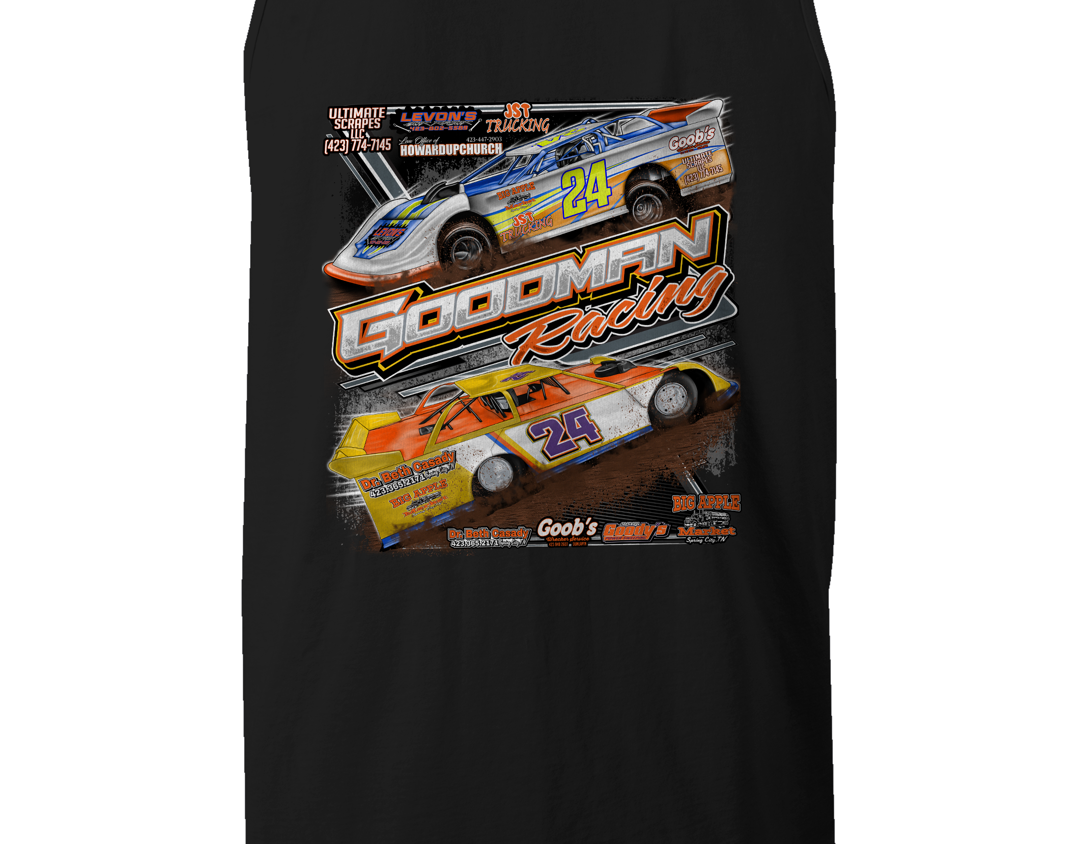 Goodman Racing Tank Tops Black Acid Apparel