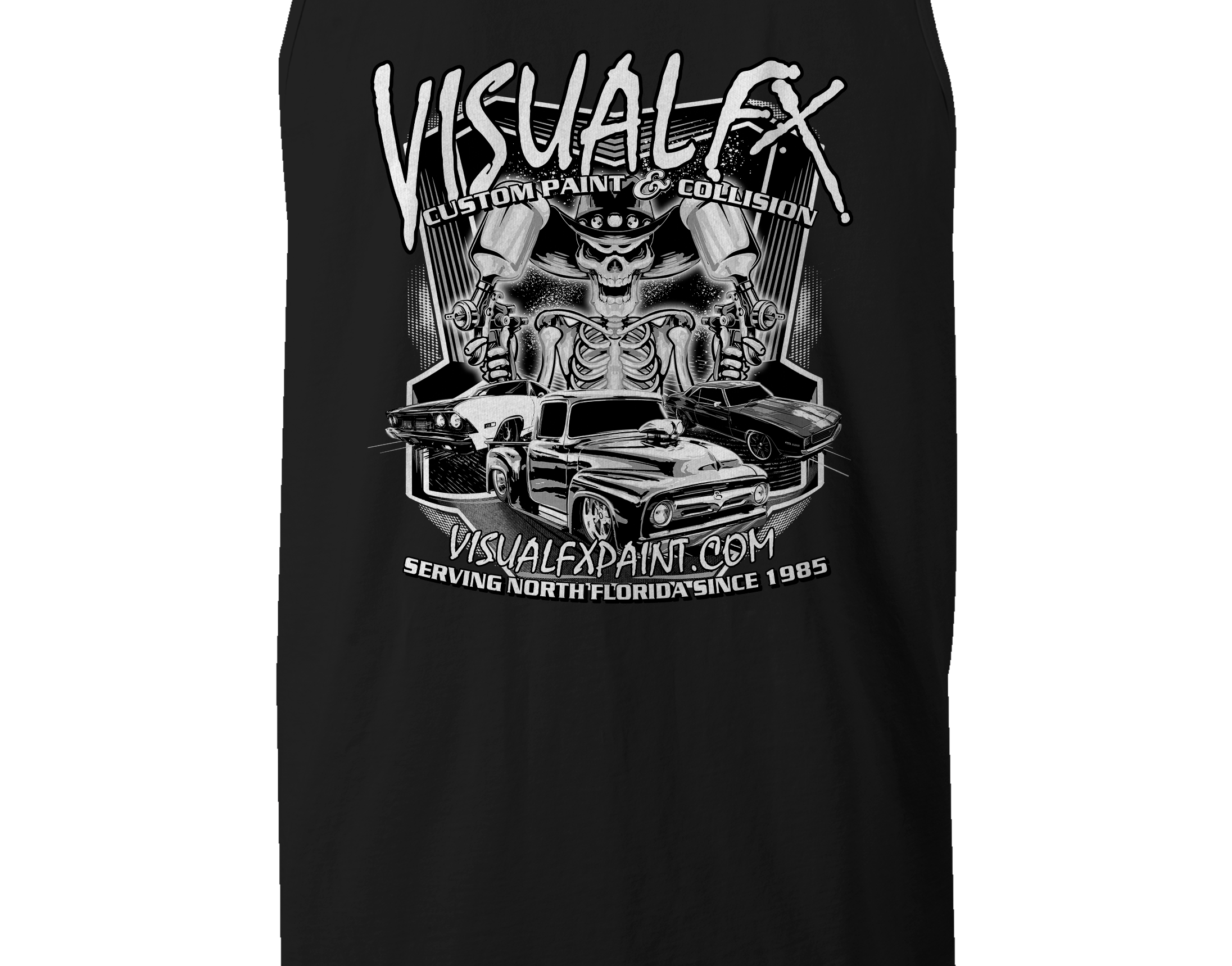 Visual FX Black and White Tank Tops Black Acid Apparel
