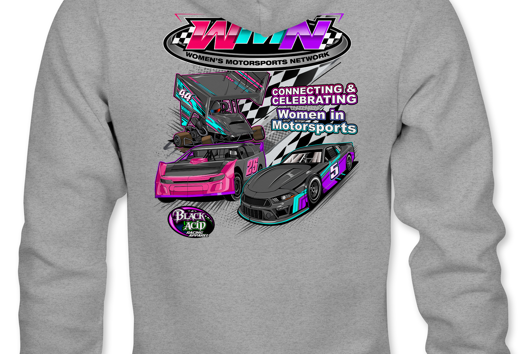 Women's Motorsports Network Hoodies Black Acid Apparel