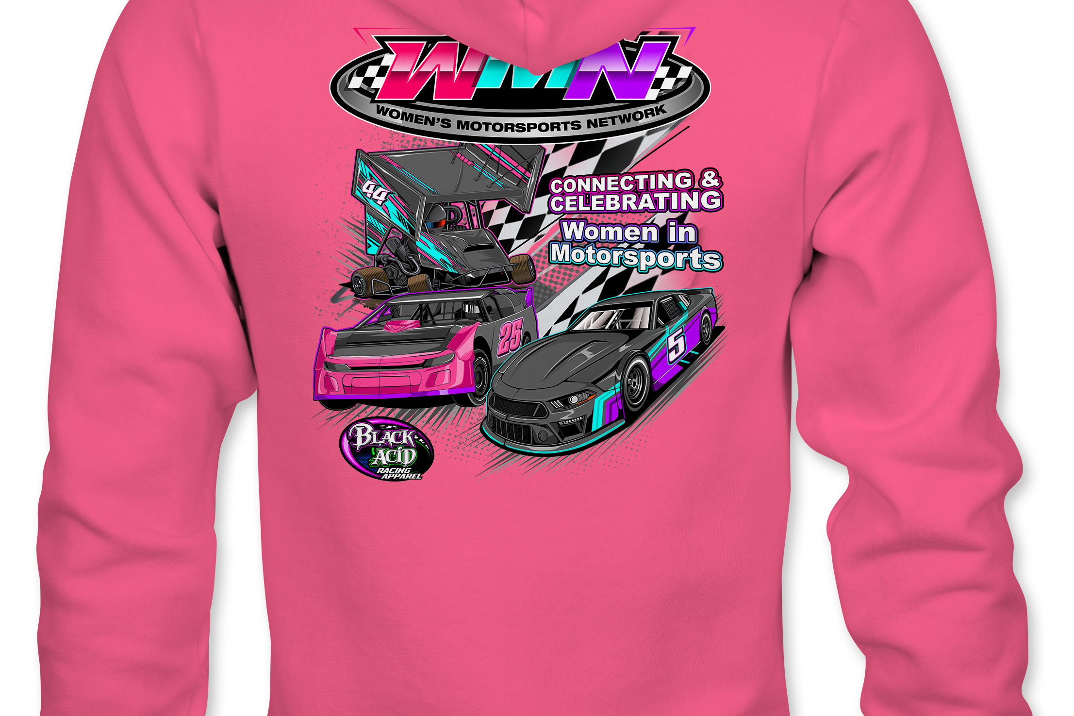 Women's Motorsports Network Hoodies Black Acid Apparel