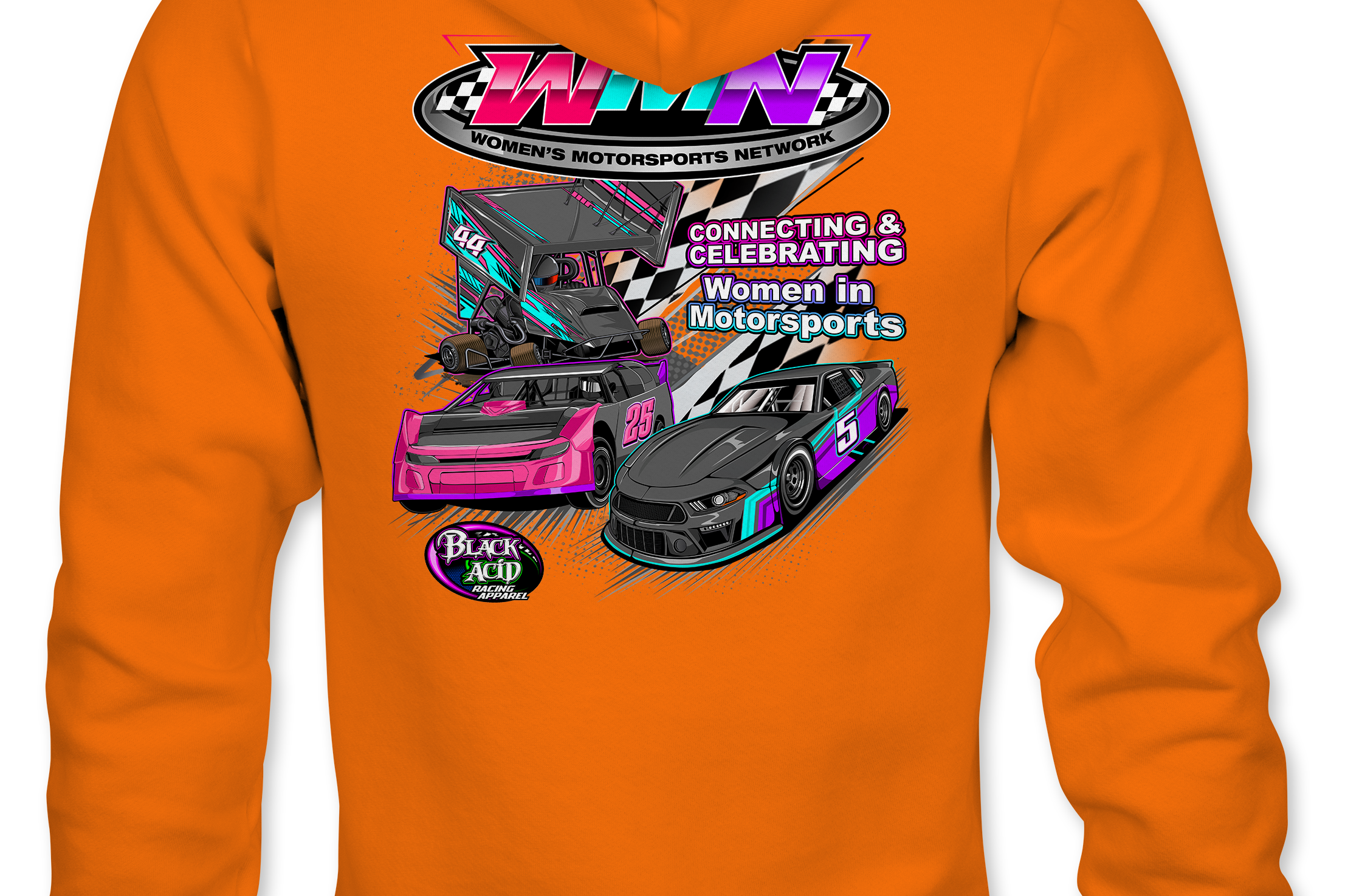 Women's Motorsports Network Hoodies Black Acid Apparel
