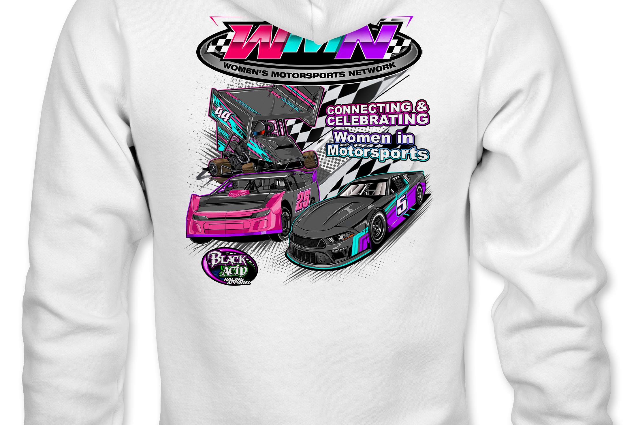 Women's Motorsports Network Hoodies Black Acid Apparel