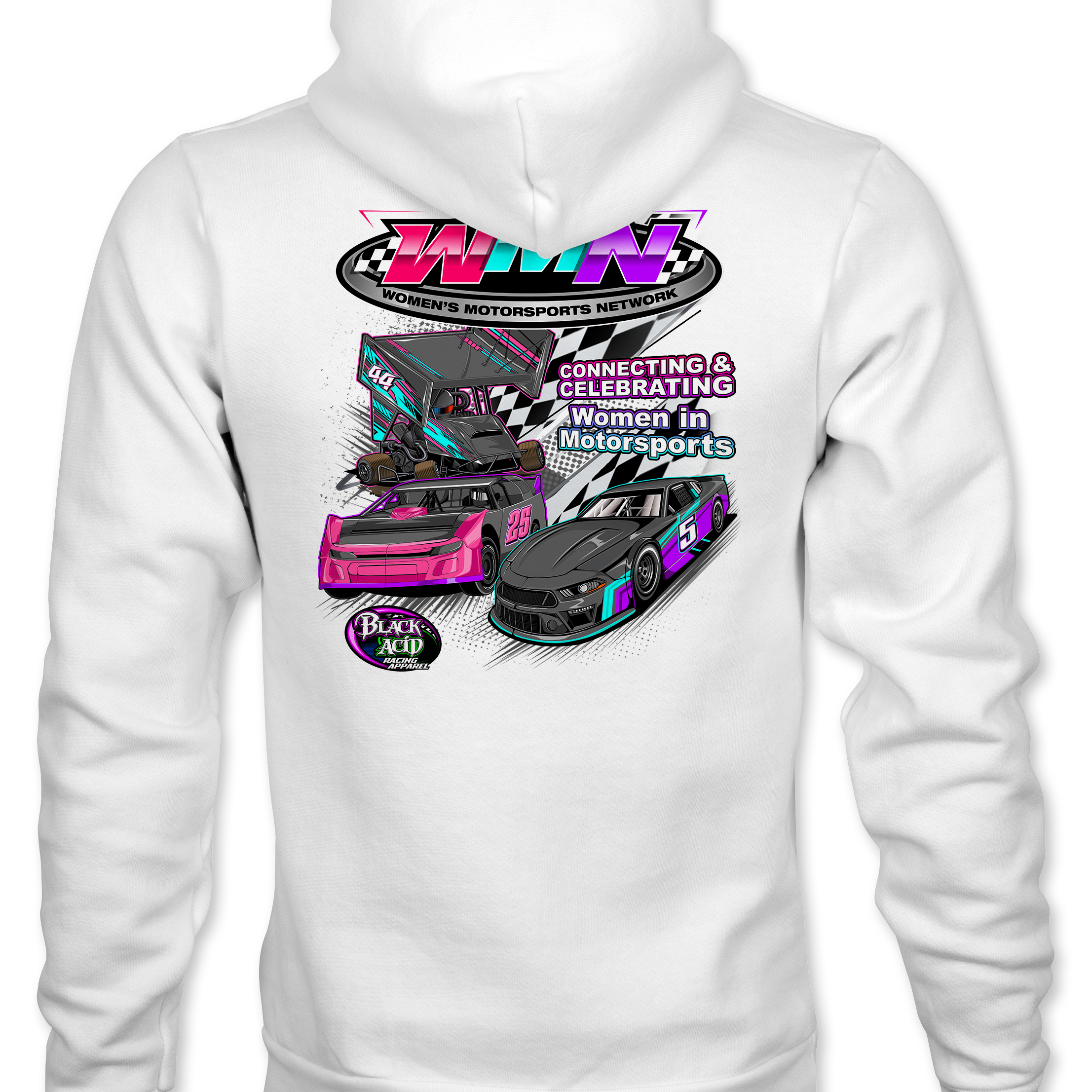 Women's Motorsports Network Hoodies Black Acid Apparel