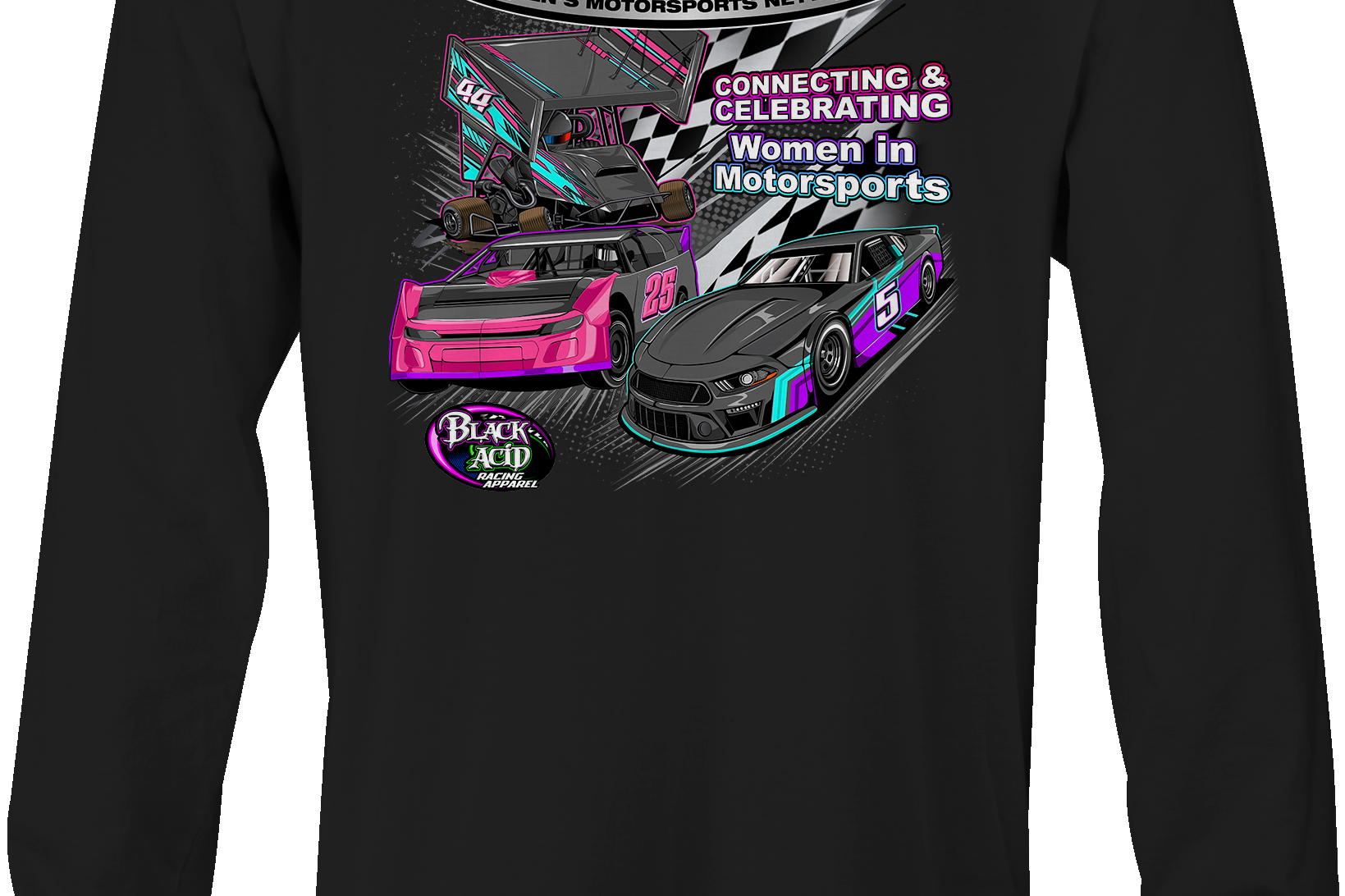 Women's Motorsports Network Long Sleeves Black Acid Apparel
