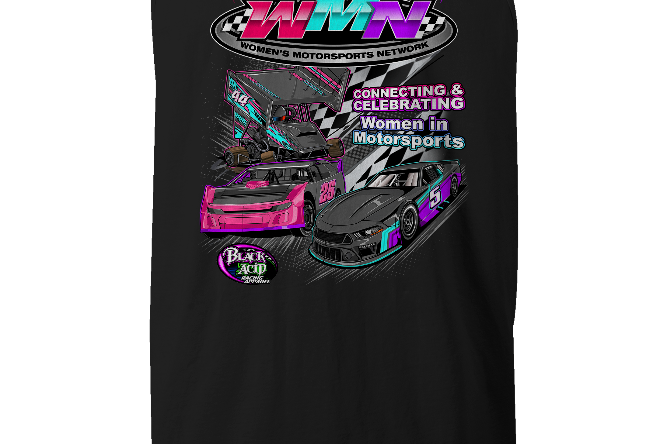Women's Motorsports Network Tank Tops Black Acid Apparel