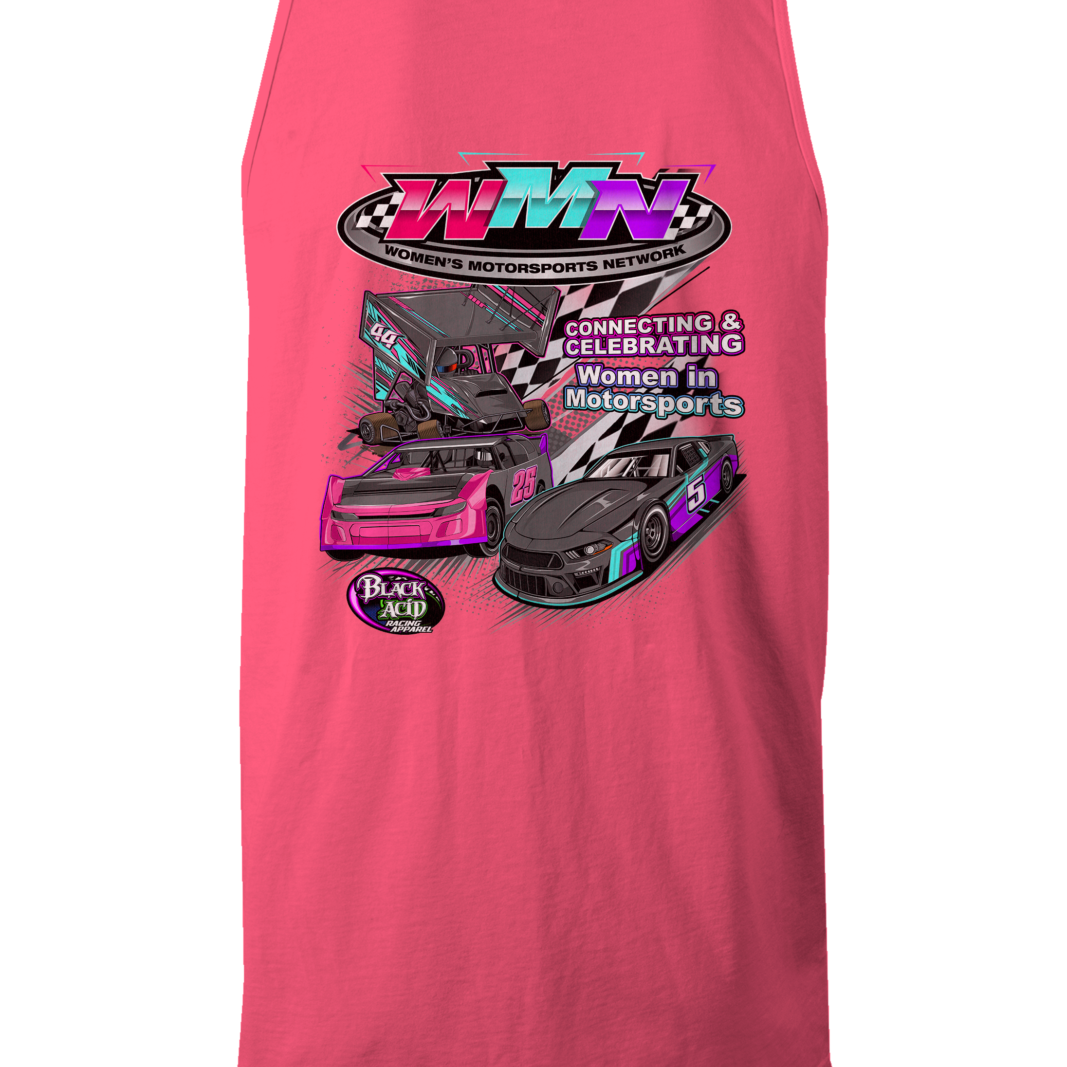 Women's Motorsports Network Tank Tops Black Acid Apparel