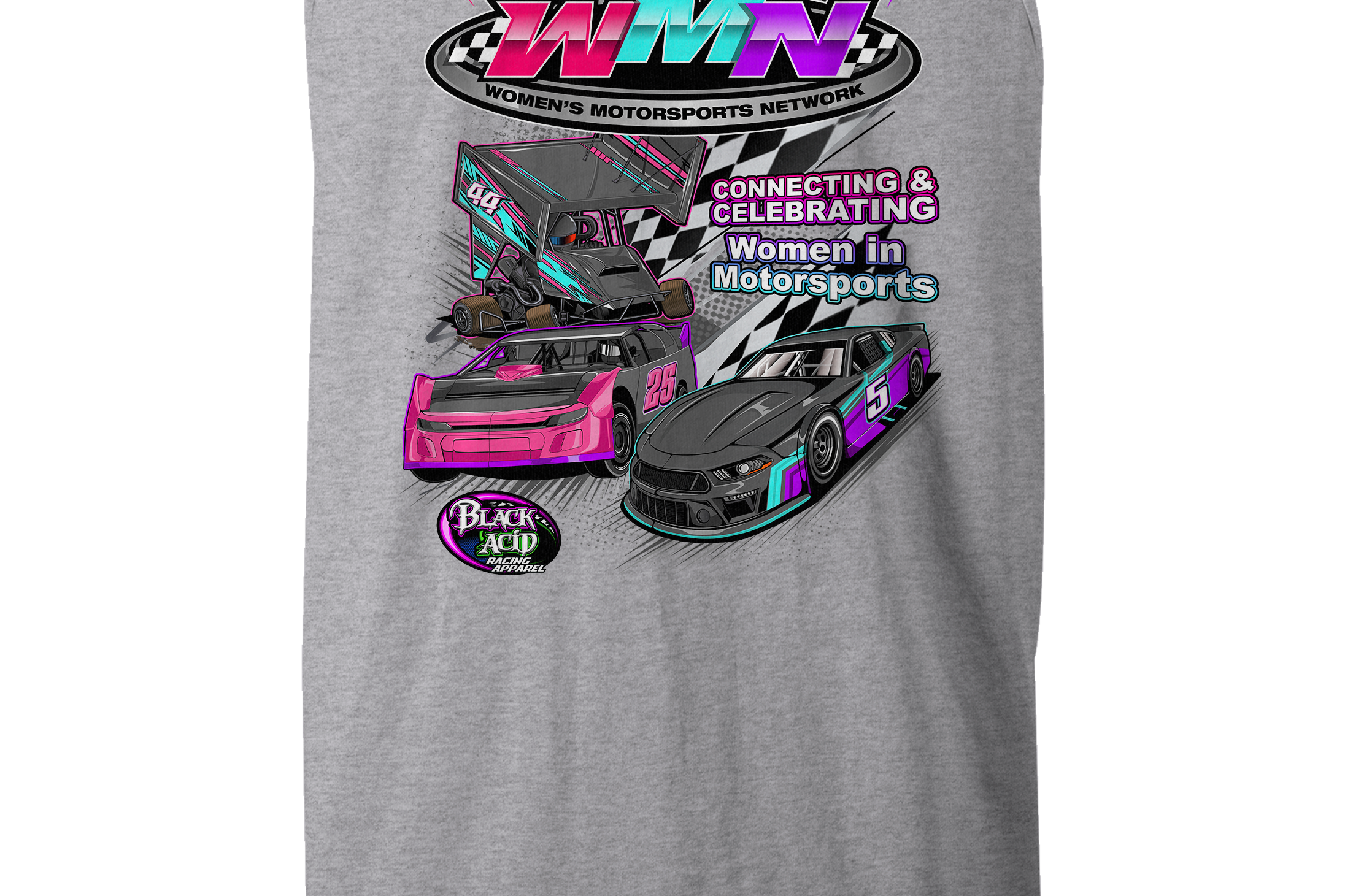 Women's Motorsports Network Tank Tops Black Acid Apparel