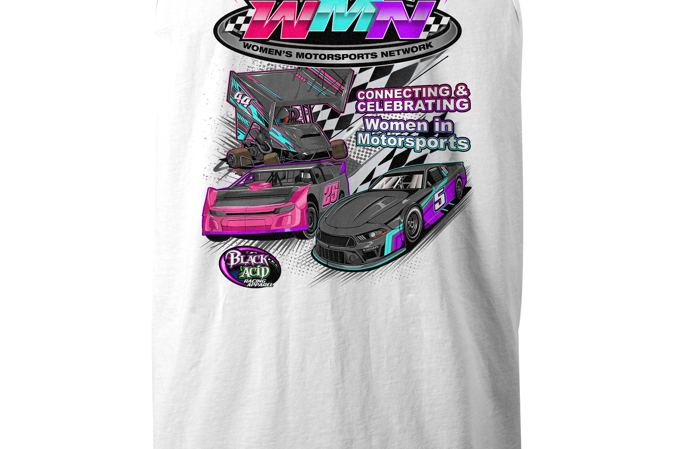 Women's Motorsports Network Tank Tops Black Acid Apparel