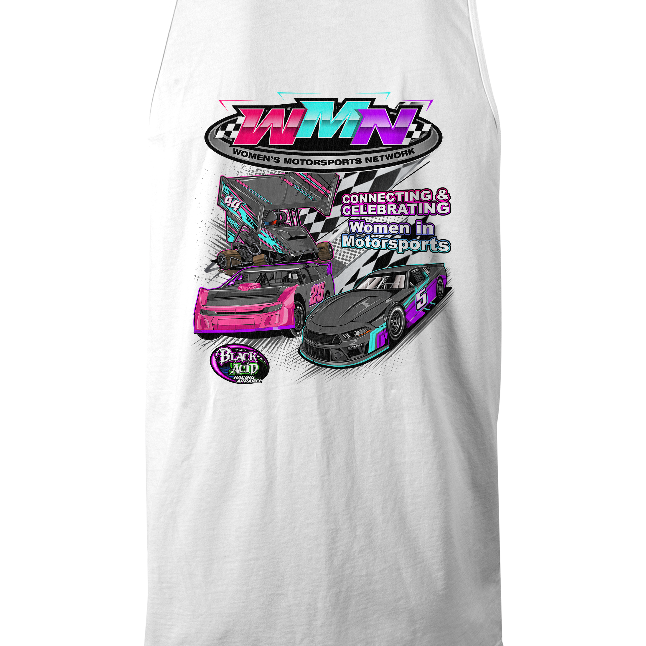 Women's Motorsports Network Tank Tops Black Acid Apparel