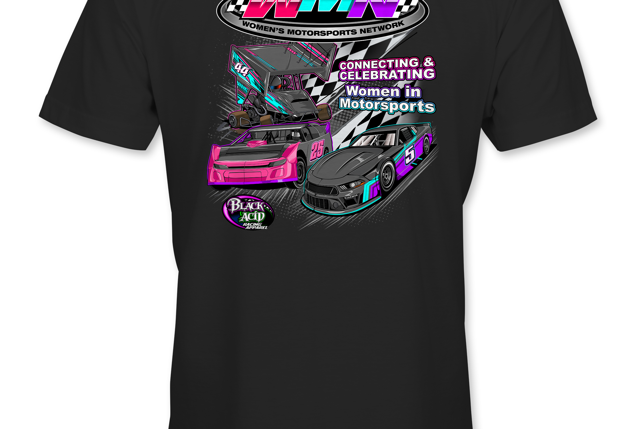 Women's Motorsports Network T-Shirts Black Acid Apparel