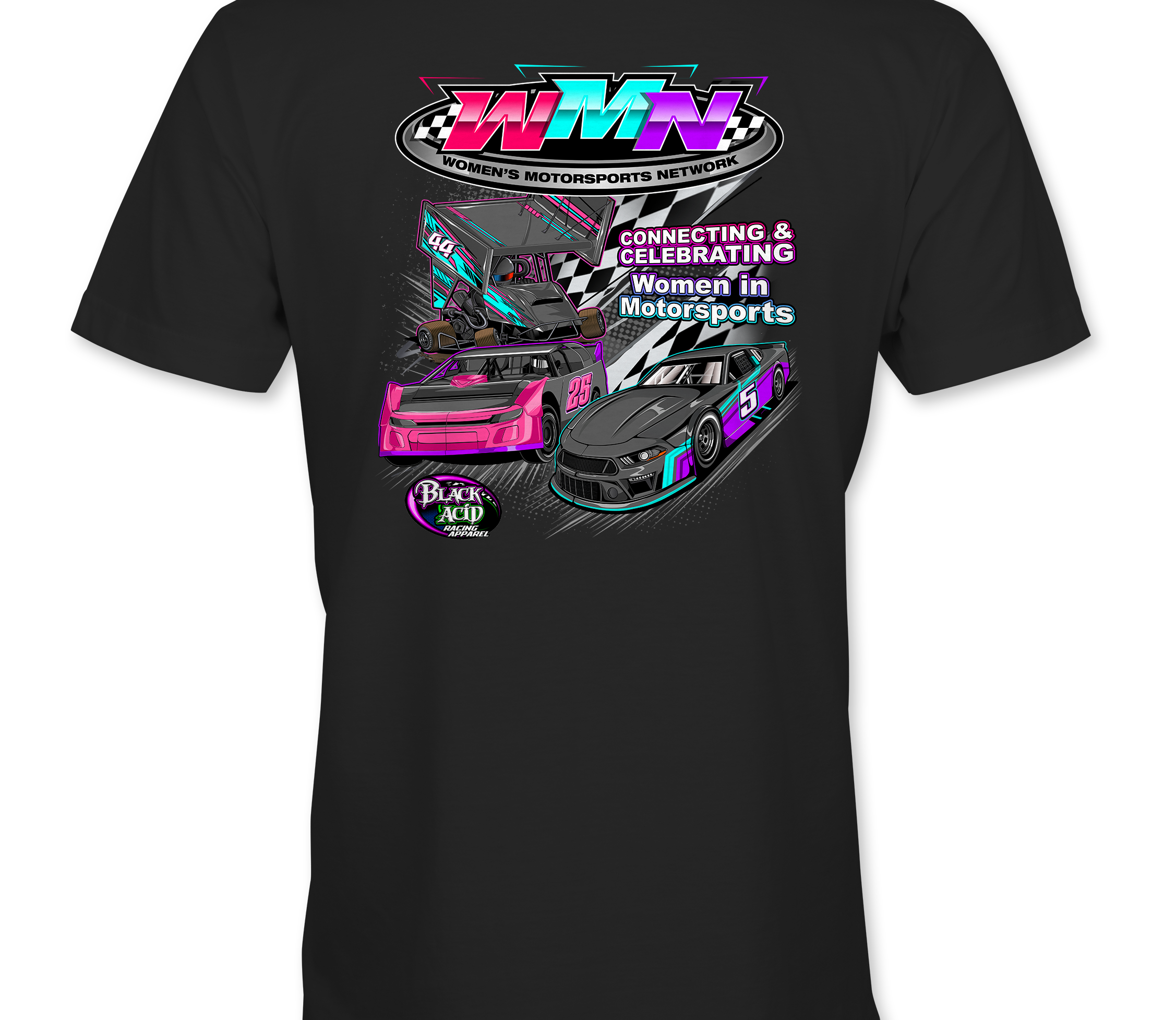 Women's Motorsports Network T-Shirts Black Acid Apparel