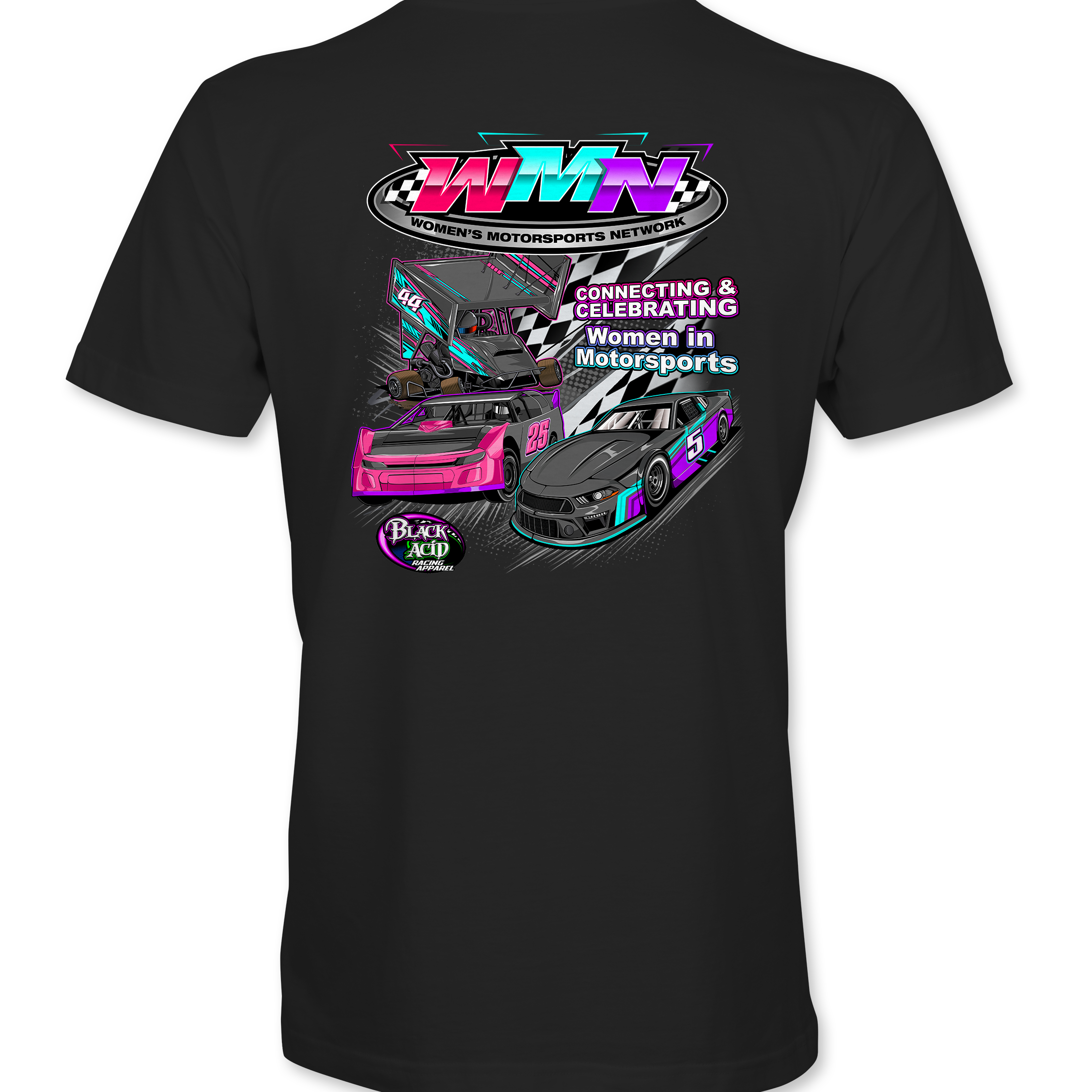 Women's Motorsports Network T-Shirts Black Acid Apparel