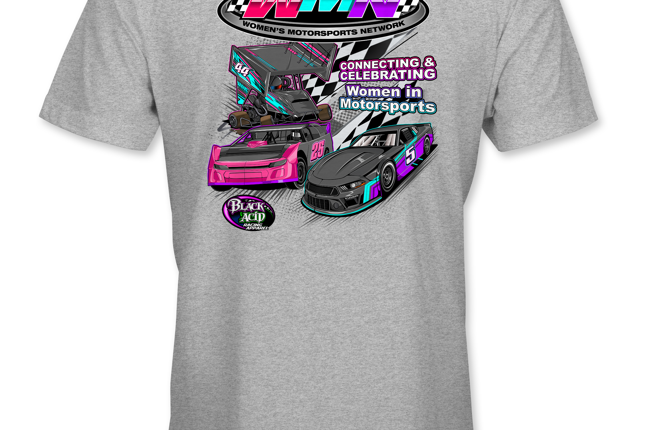 Women's Motorsports Network T-Shirts Black Acid Apparel
