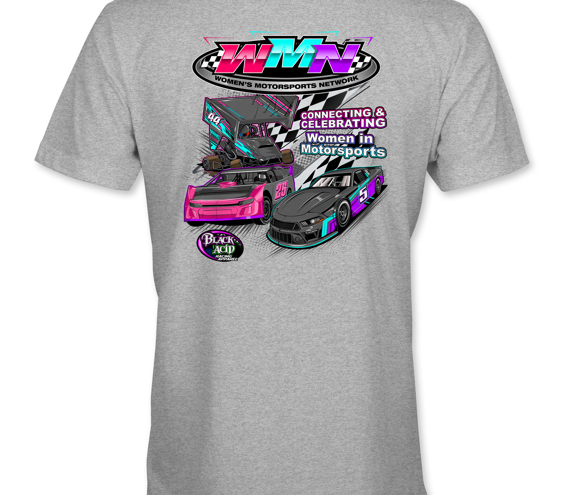 Women's Motorsports Network T-Shirts Black Acid Apparel