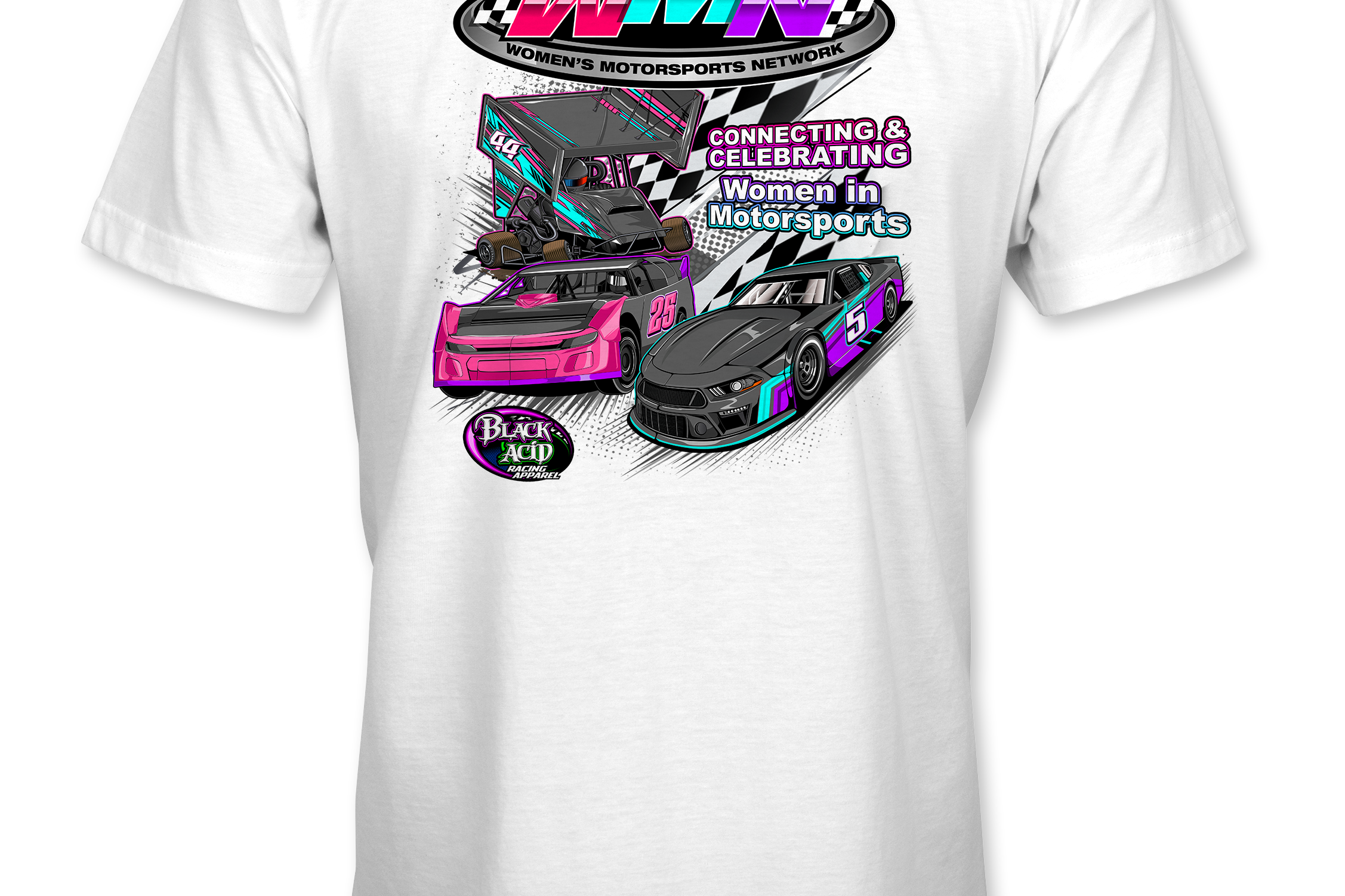 Women's Motorsports Network T-Shirts Black Acid Apparel
