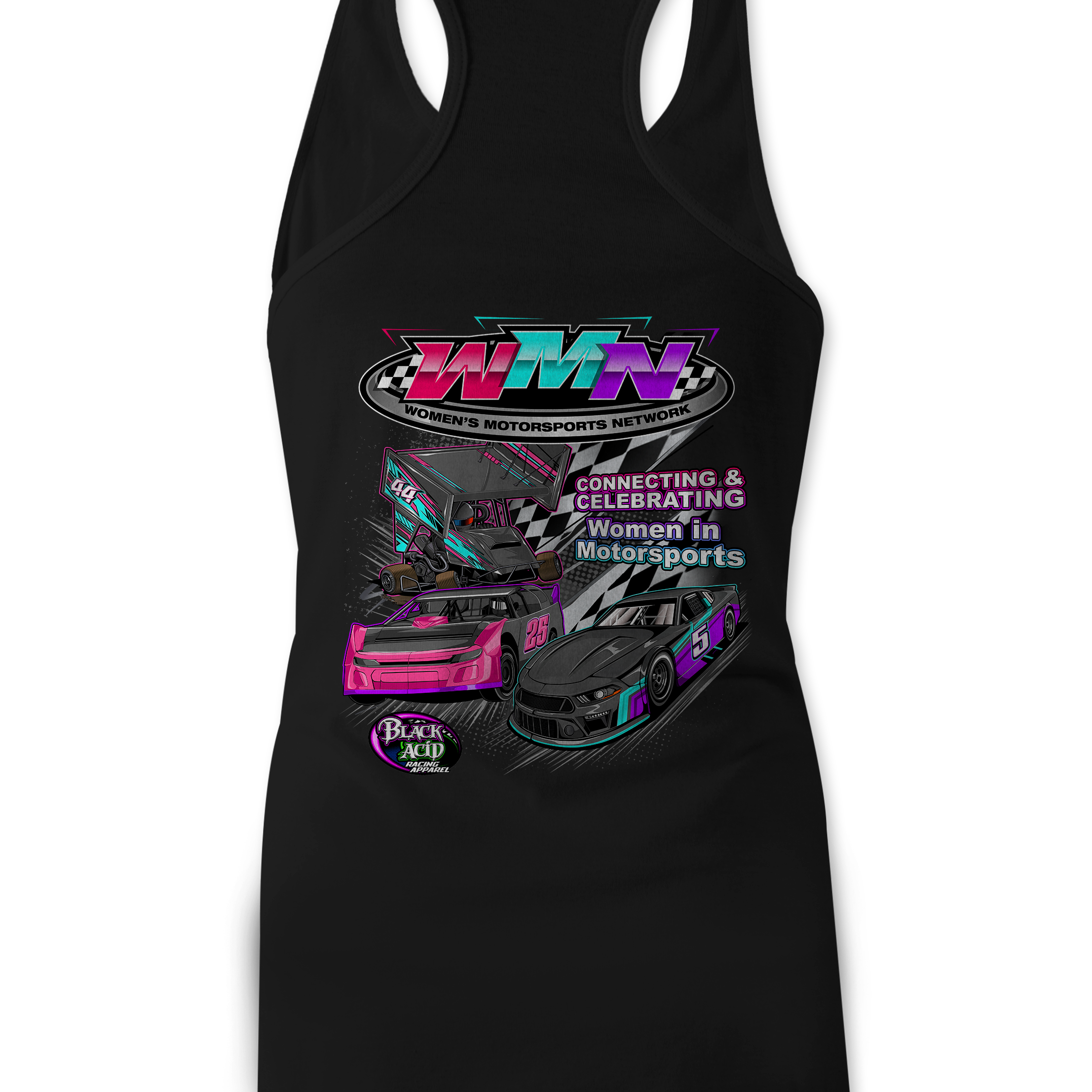 Women's Motorsports Network Tank Tops Black Acid Apparel