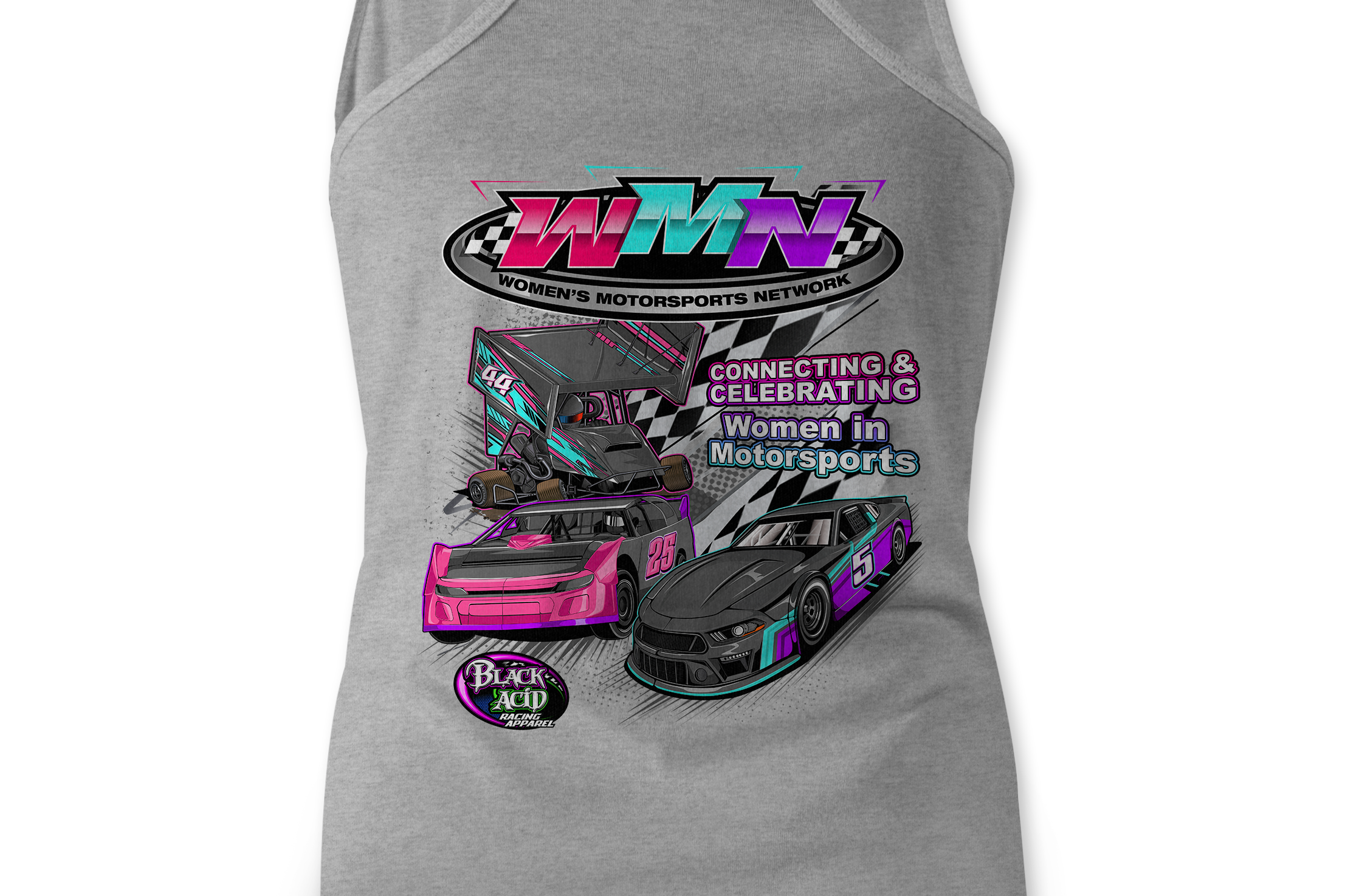 Women's Motorsports Network Tank Tops Black Acid Apparel