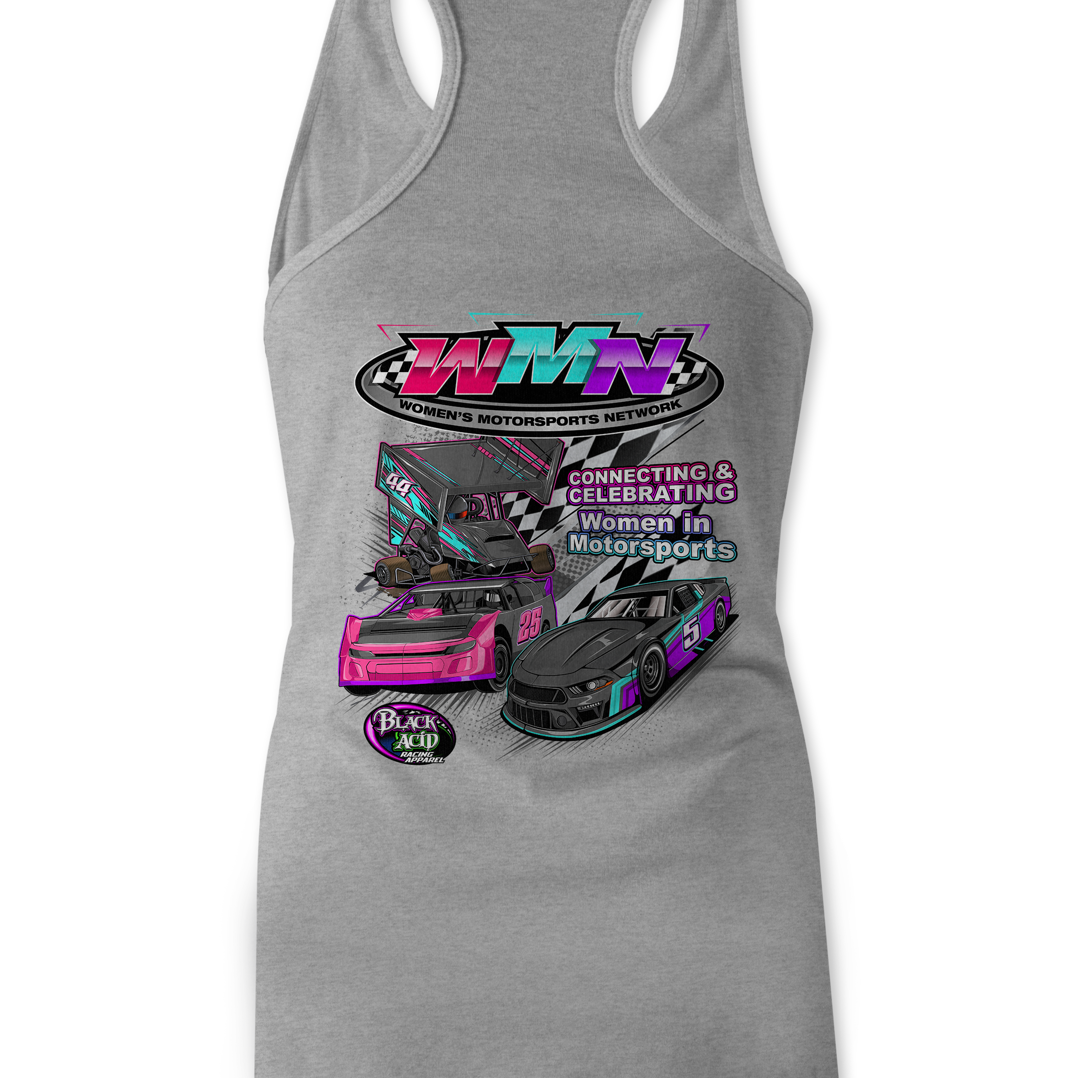 Women's Motorsports Network Tank Tops Black Acid Apparel