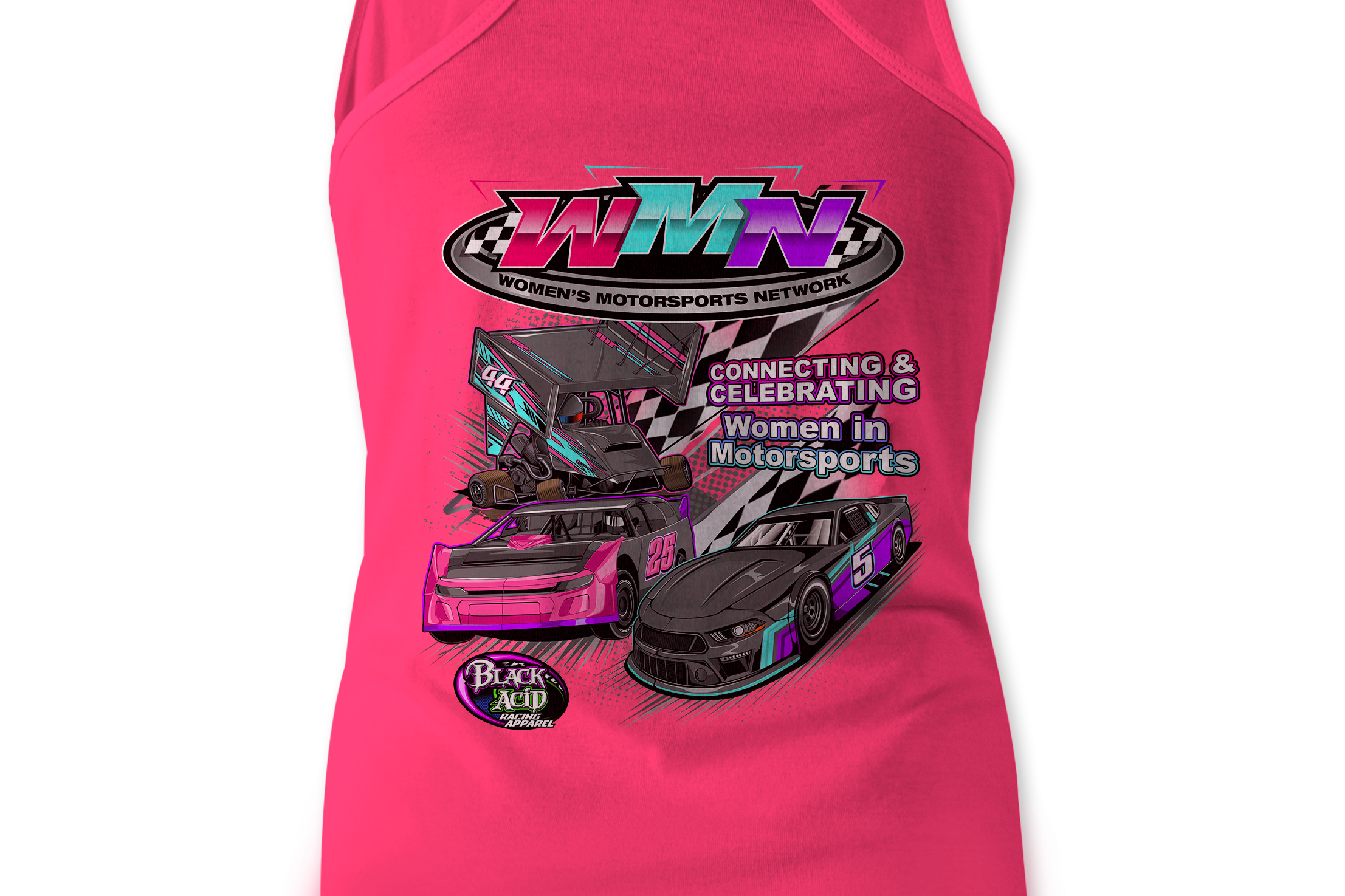 Women's Motorsports Network Tank Tops Black Acid Apparel