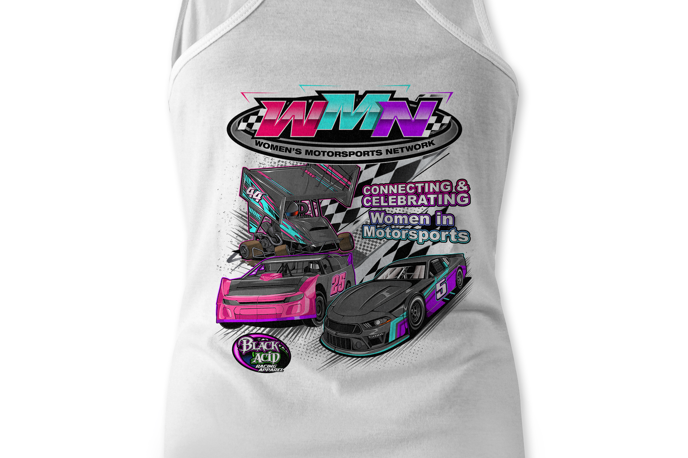 Women's Motorsports Network Tank Tops Black Acid Apparel