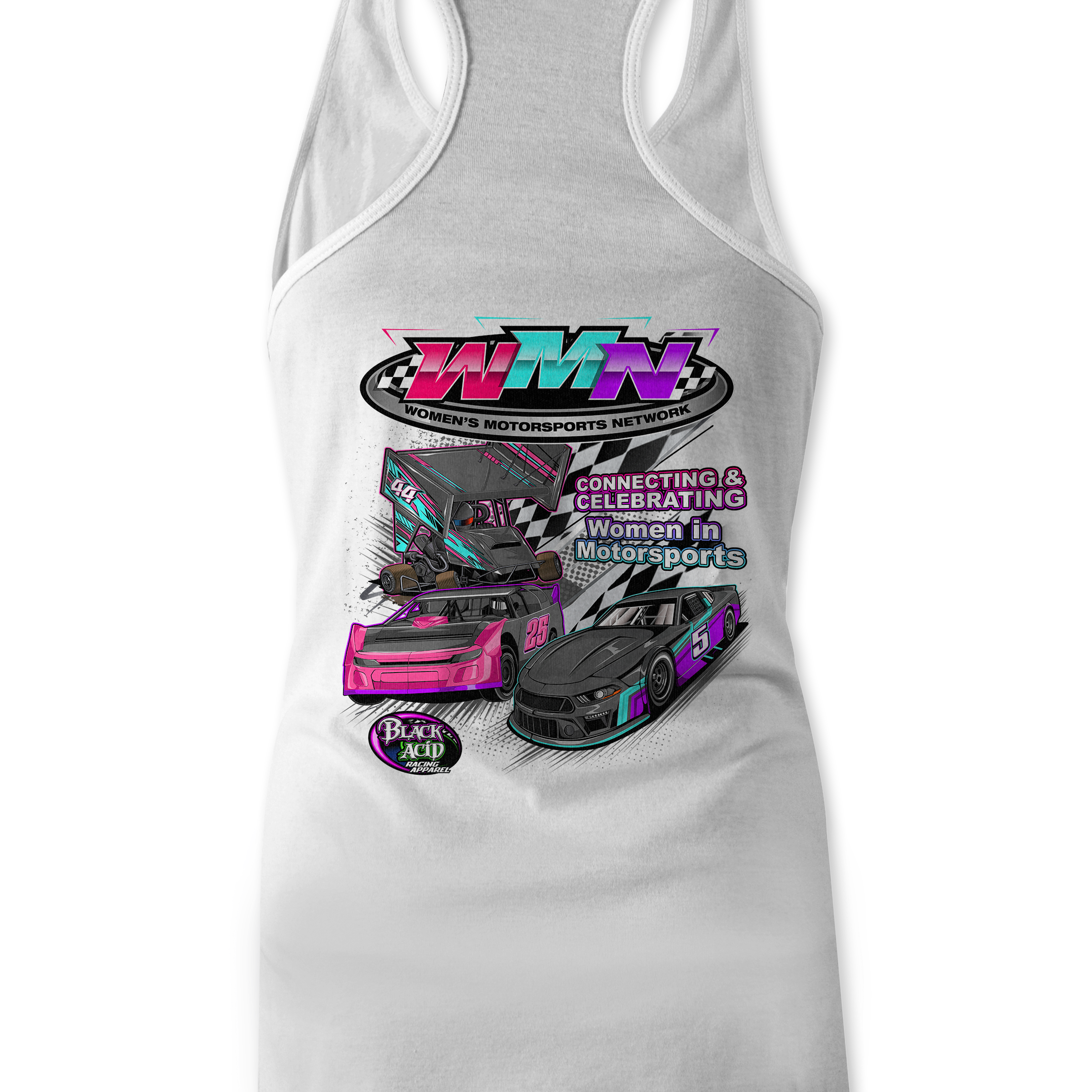 Women's Motorsports Network Tank Tops Black Acid Apparel