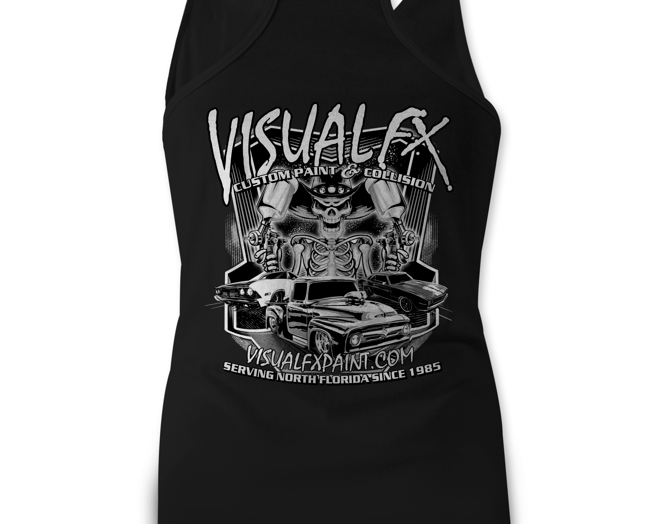 Visual FX Black and White Tank Tops Black Acid Apparel