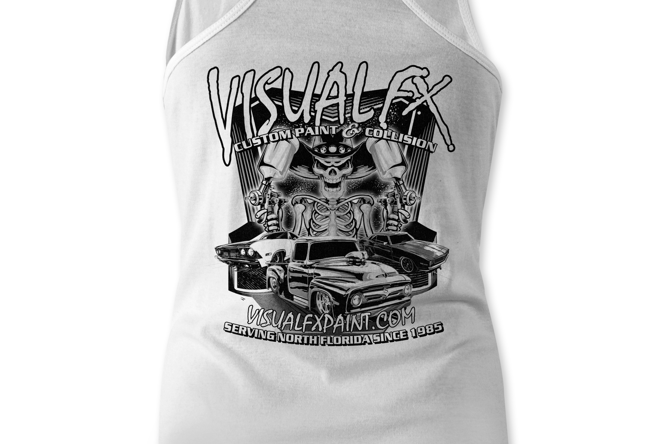 Visual FX Black and White Tank Tops Black Acid Apparel