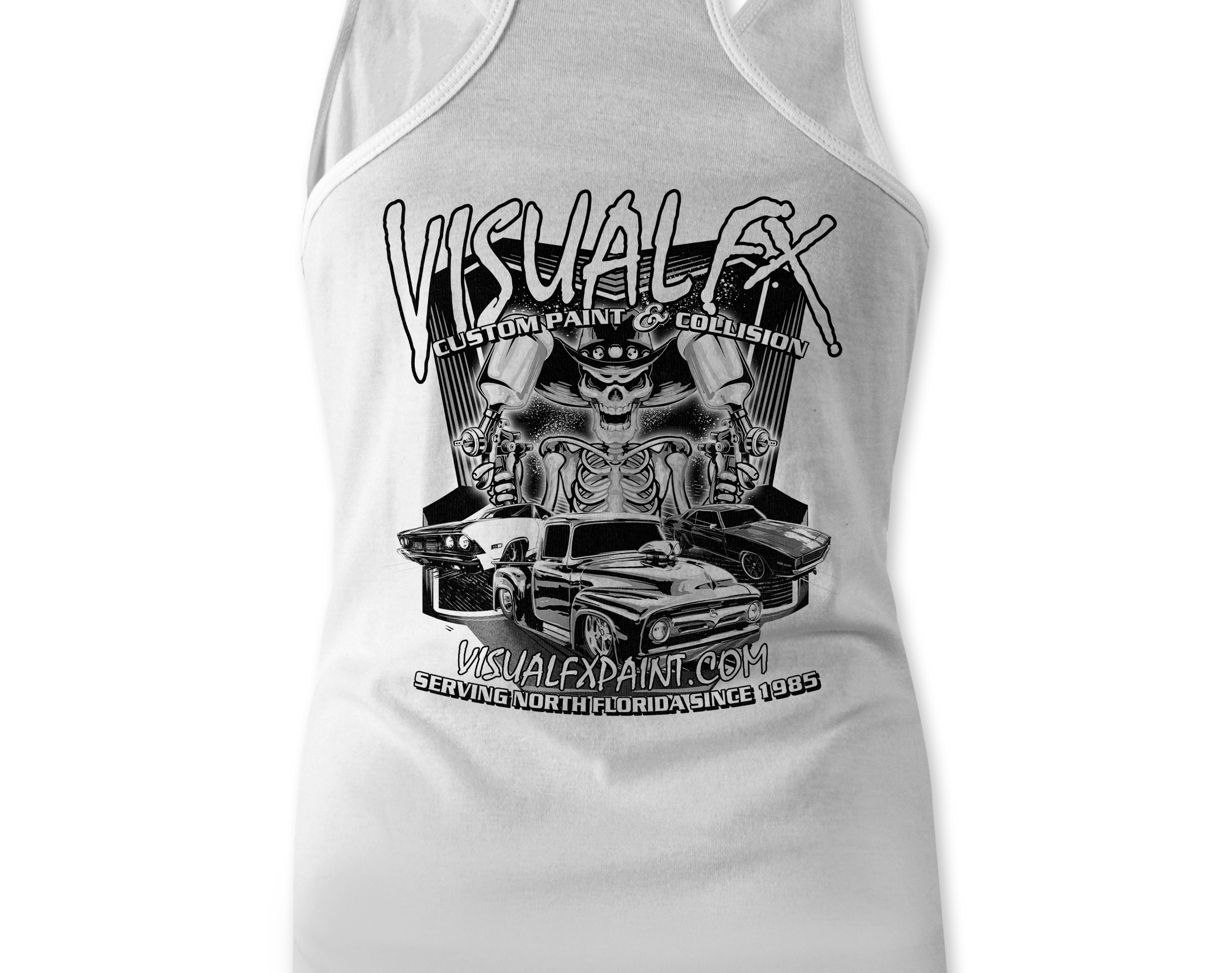 Visual FX Black and White Tank Tops Black Acid Apparel