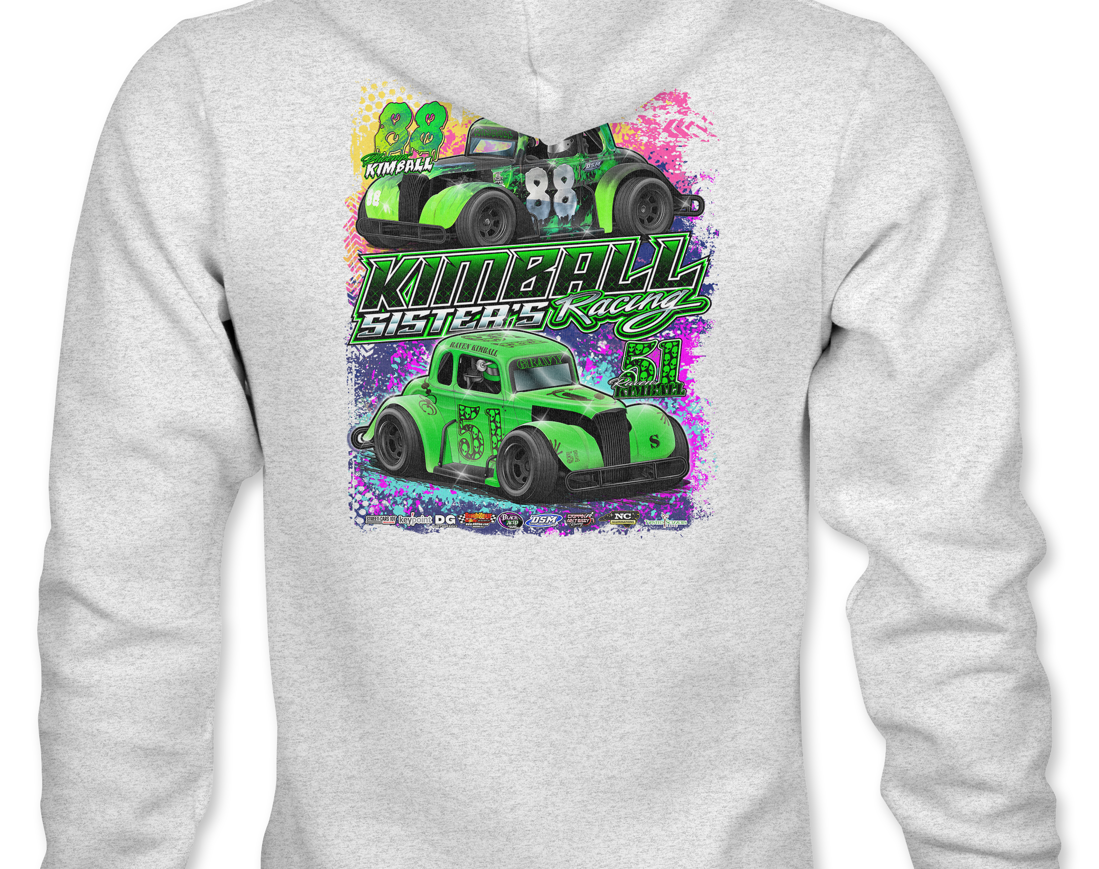 Kimball Sisters Racing Hoodies Black Acid Apparel