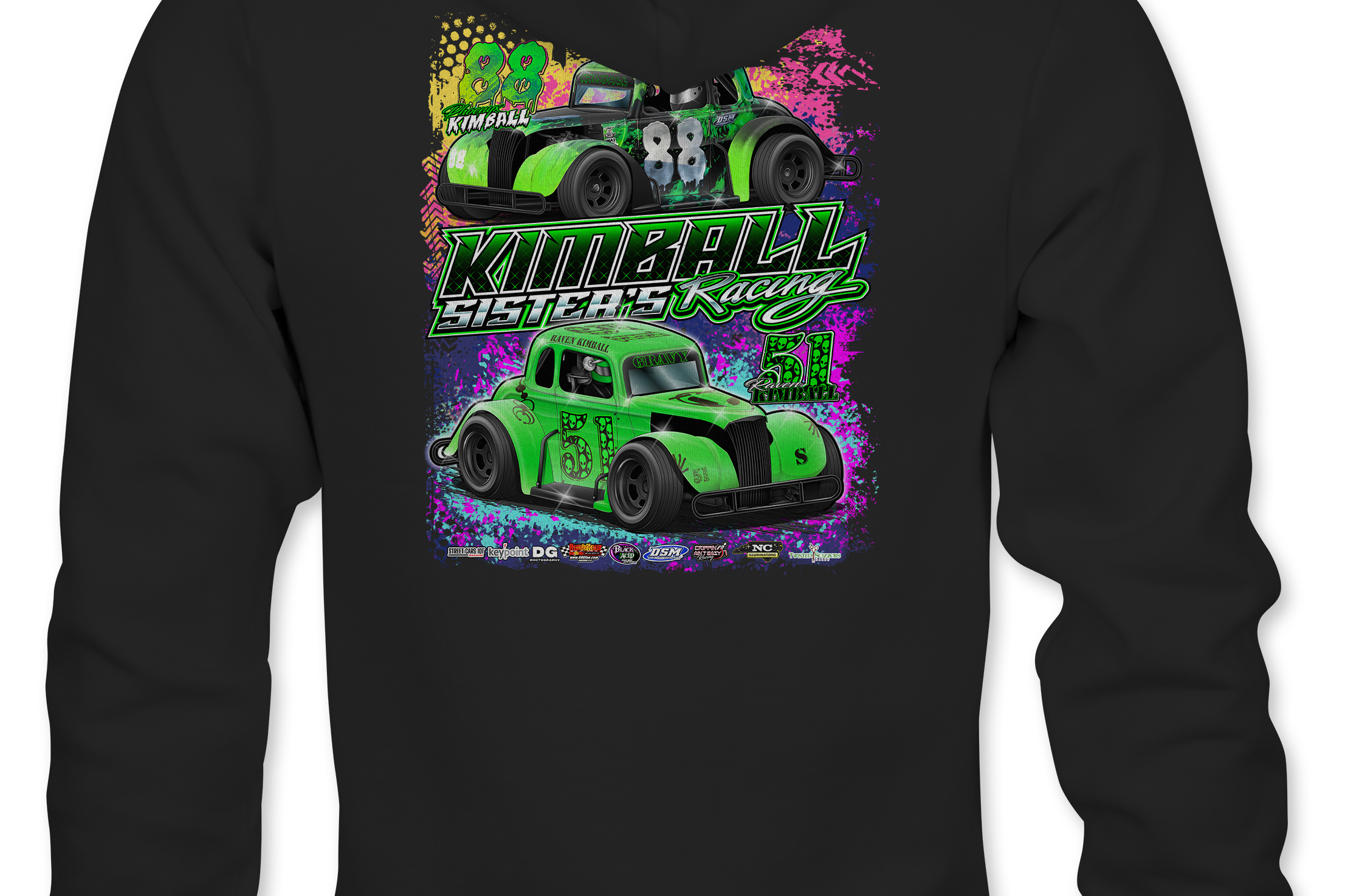 Kimball Sisters Racing Hoodies Black Acid Apparel