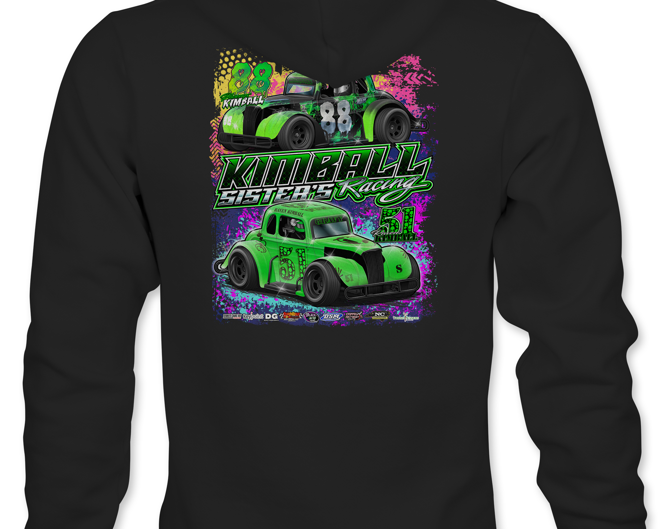 Kimball Sisters Racing Hoodies Black Acid Apparel