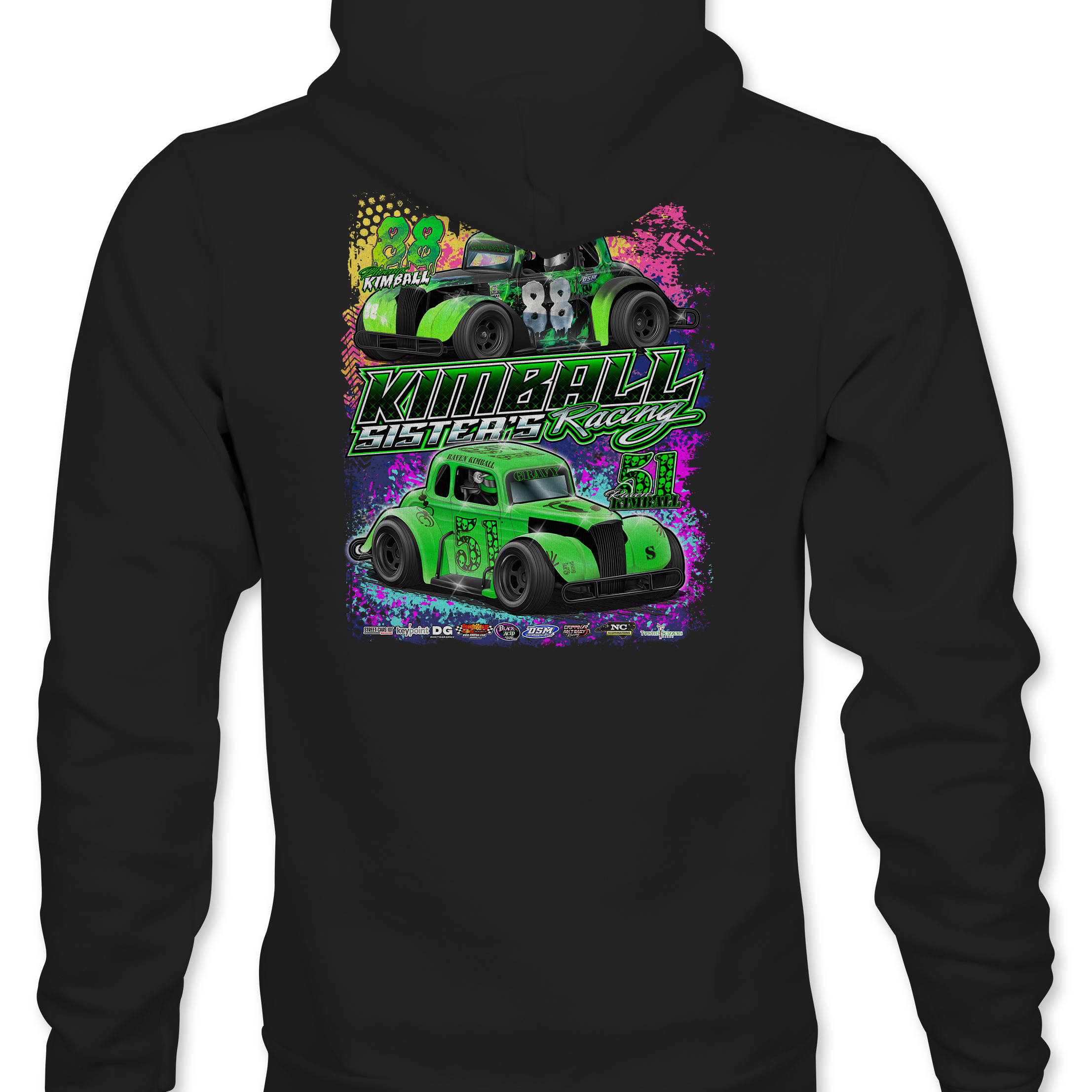 Kimball Sisters Racing Hoodies Black Acid Apparel