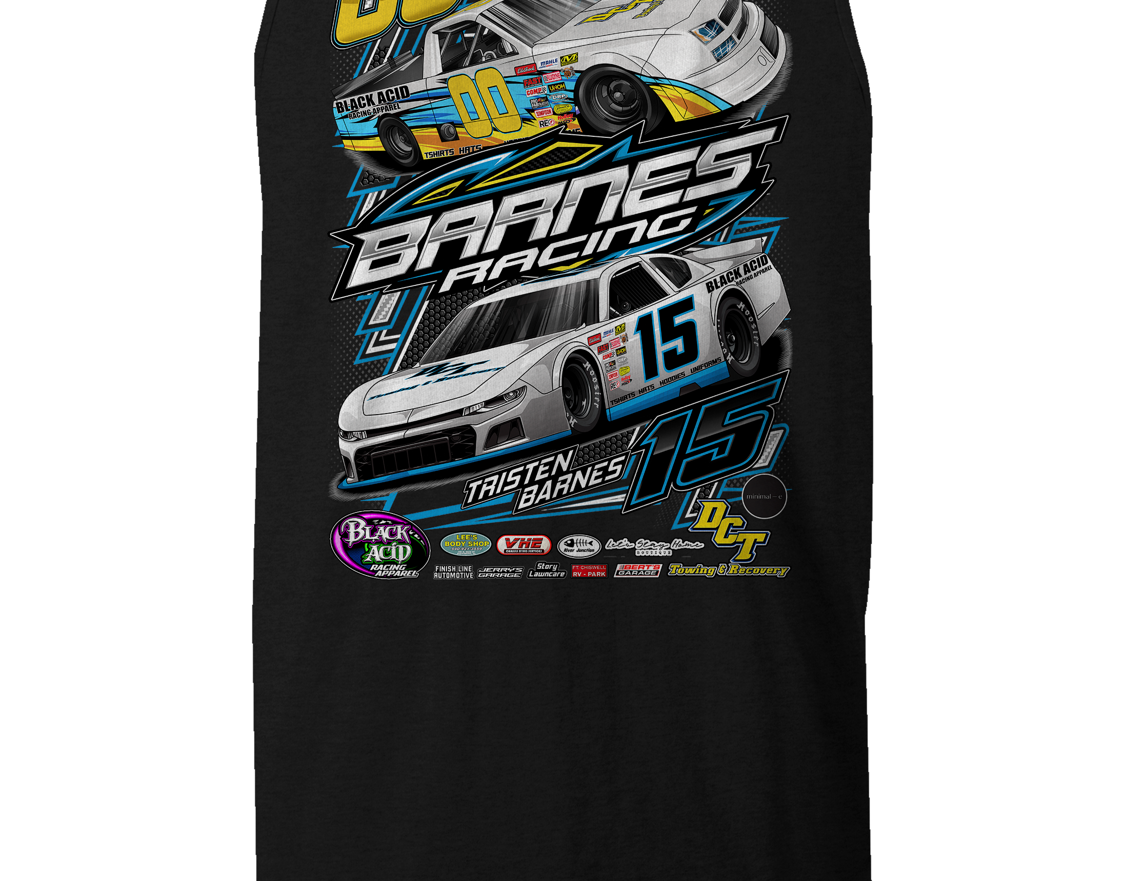 Barnes Racing Tank Tops Black Acid Apparel