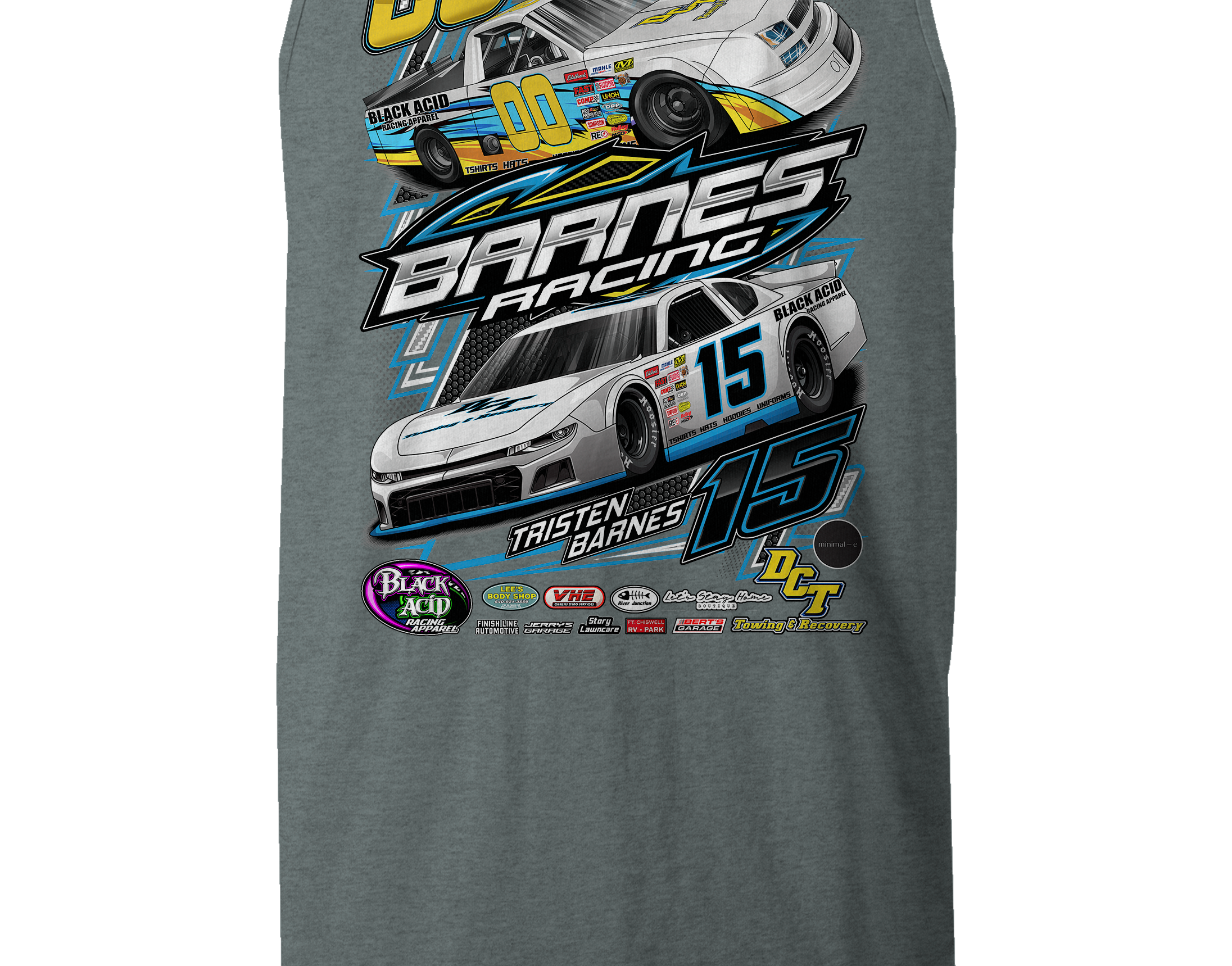 Barnes Racing Tank Tops Black Acid Apparel