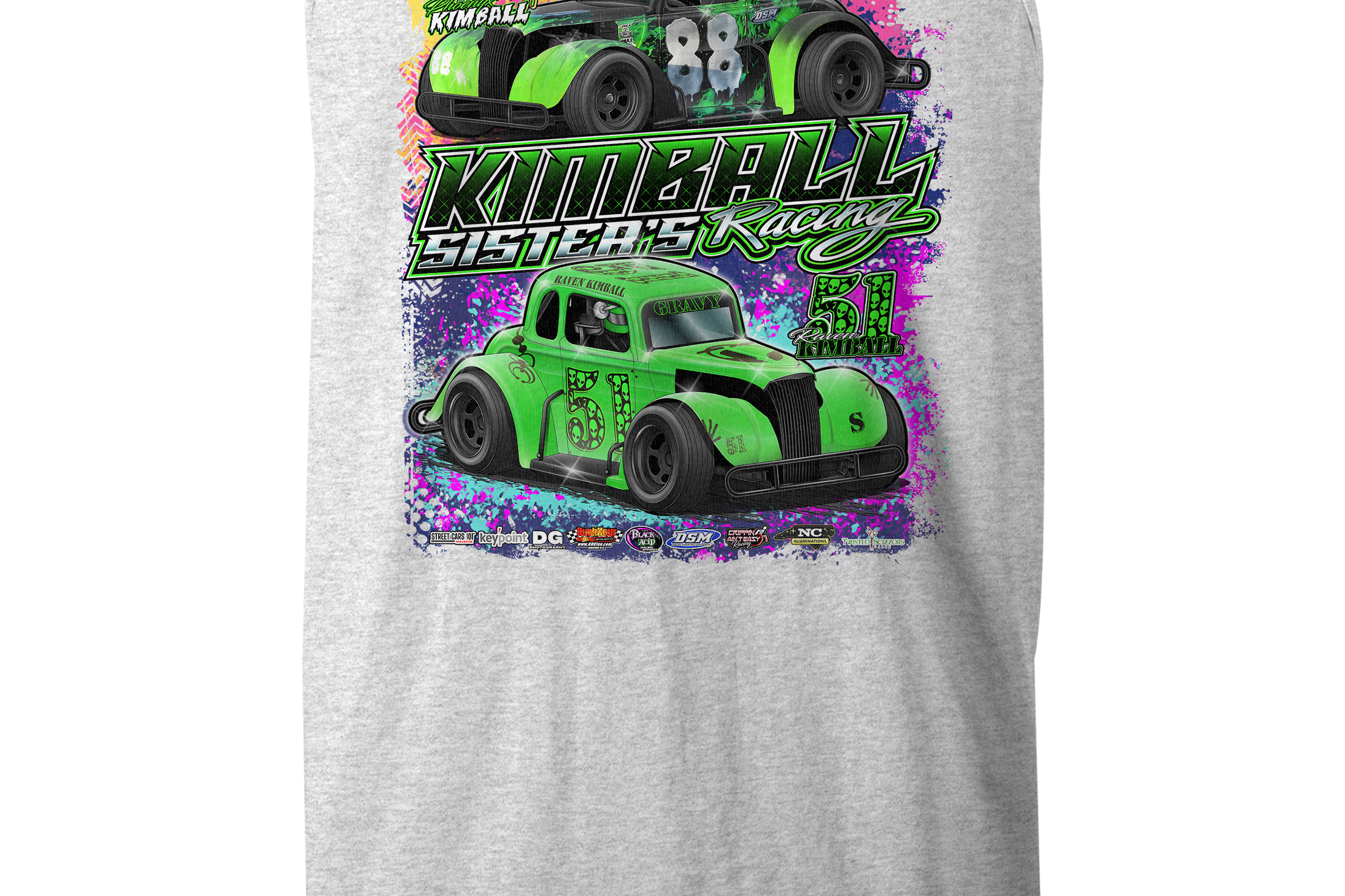 Kimball Sisters Racing Tank Tops Black Acid Apparel