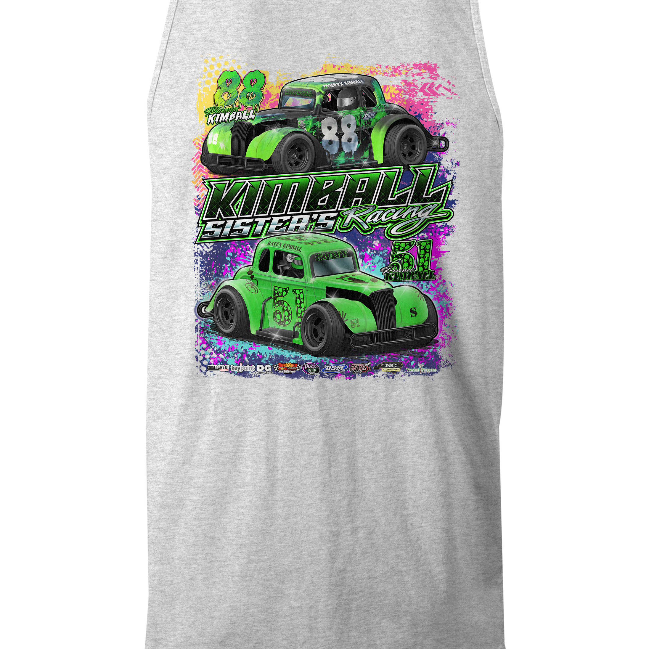 Kimball Sisters Racing Tank Tops Black Acid Apparel