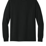 Black Gildan long-sleeve tee, front view
