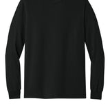 Black Gildan long-sleeve tee, front view