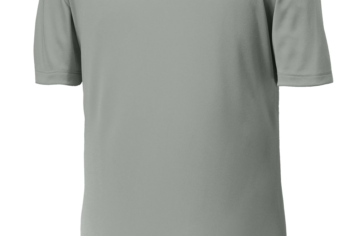 Silver Sporttek polo, back view