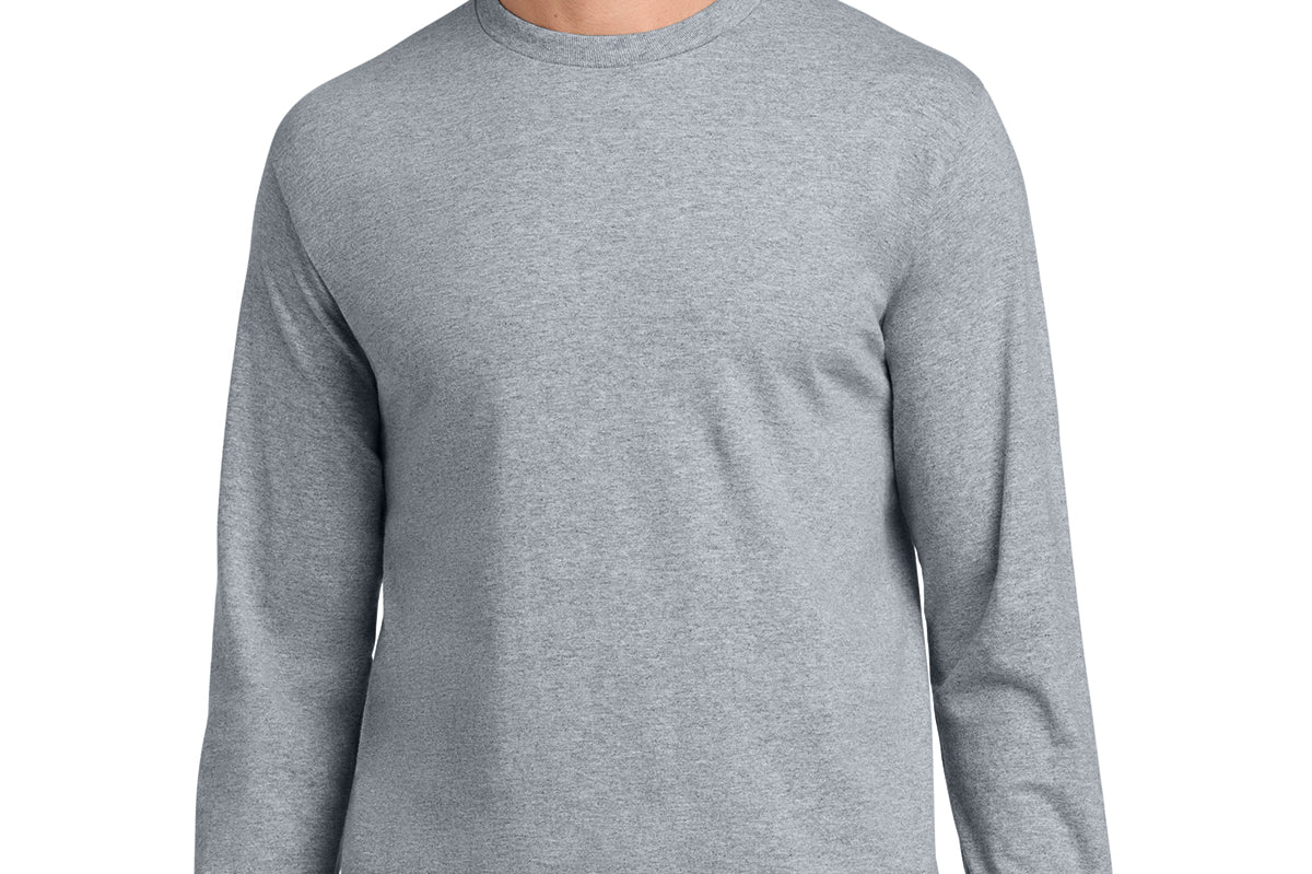 Representative sport grey blank long-sleeve T-shirt, front view