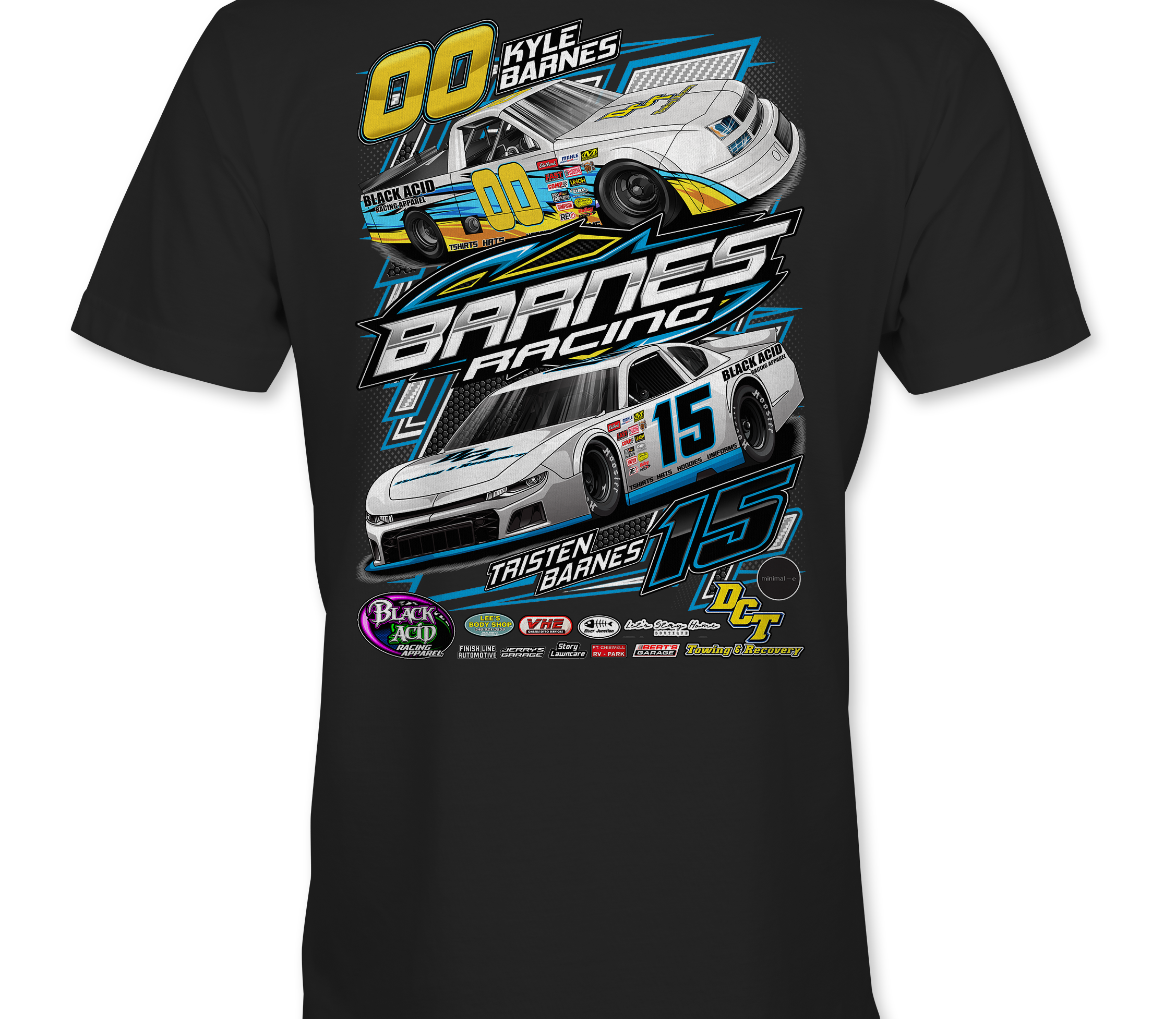 Barnes Racing T-Shirts Black Acid Apparel